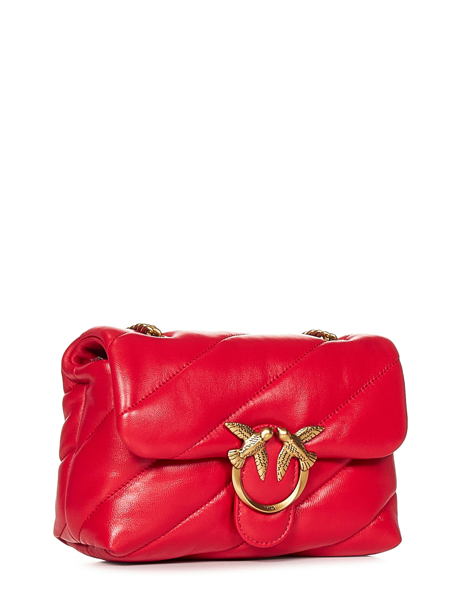 Shop Pinko Mini Love Bag Puff Shoulder Bag In Red