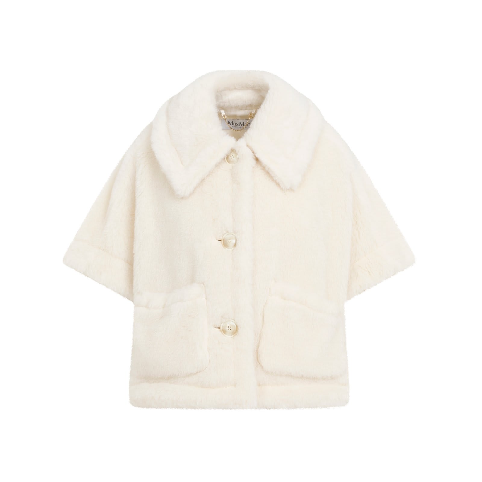 Max Mara Elegant White Teddy Cape