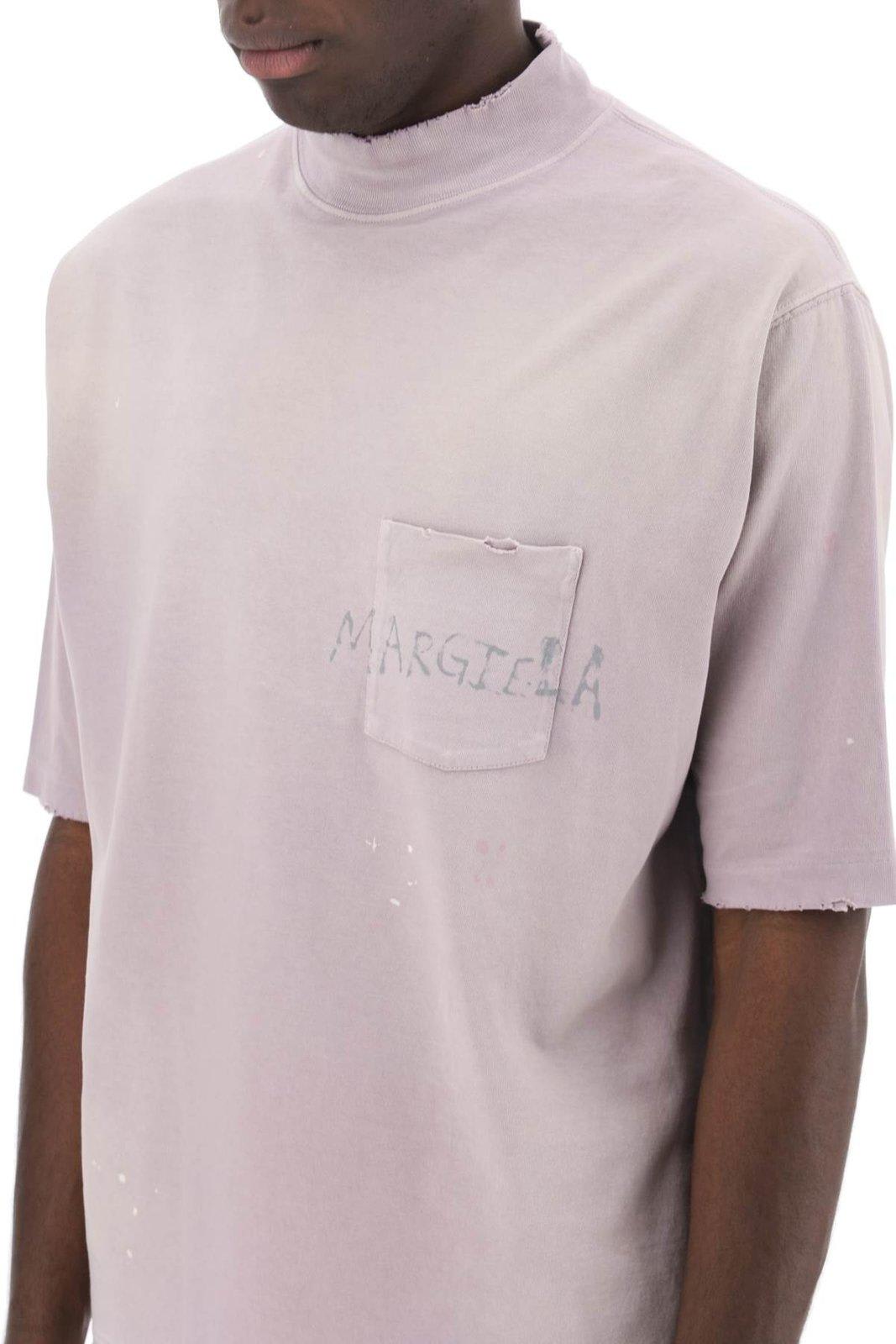 Shop Maison Margiela Logo Printed High-neck T-shirt