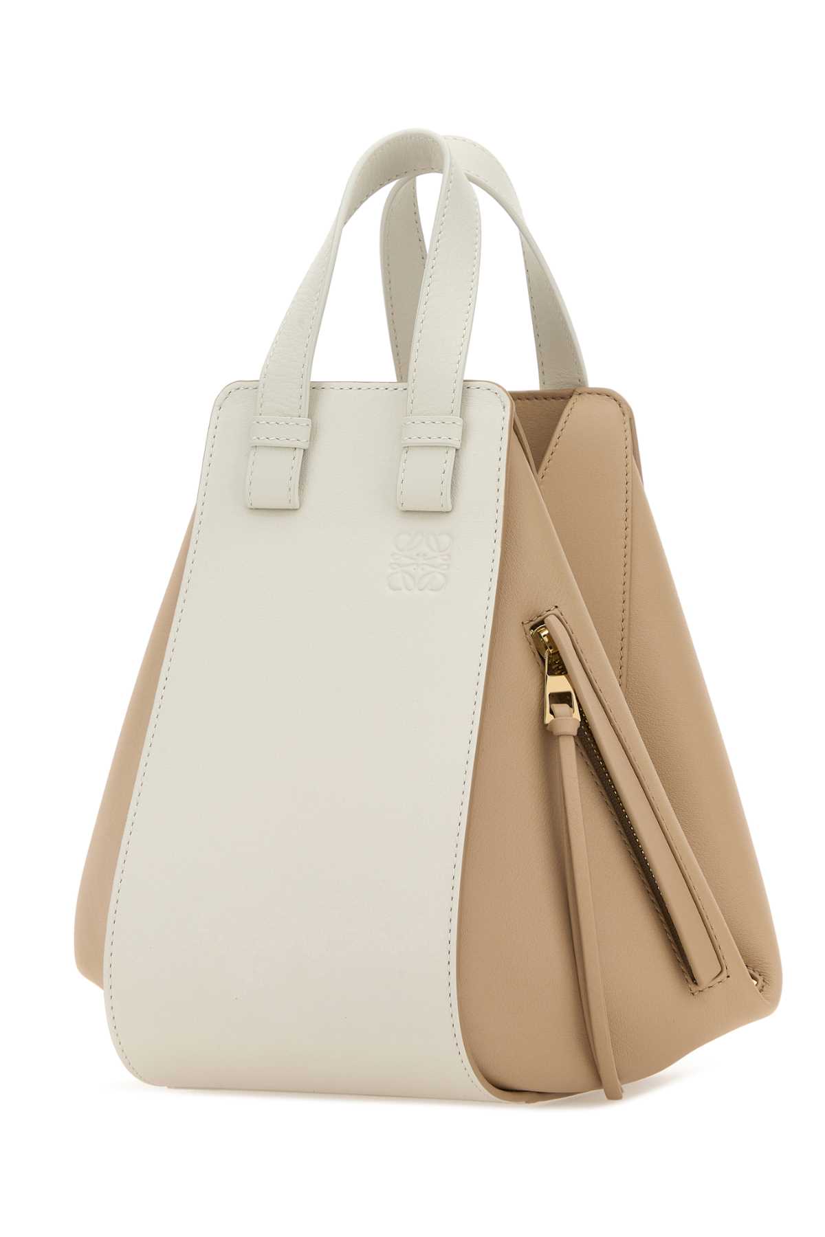 Two-tone Leather Small Hammock Handbag