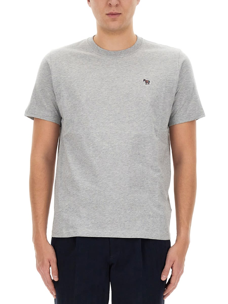 Shop Ps By Paul Smith Zebra Patch T-shirt In Grey