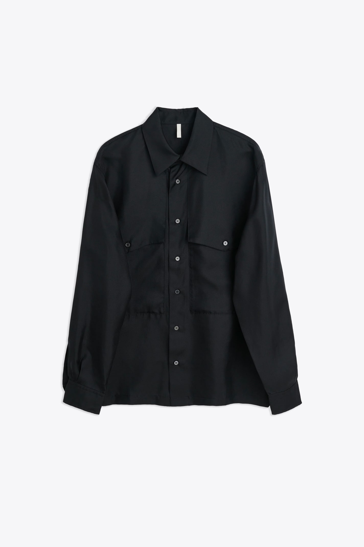 #4133 Black silk shirt with long sleeves - Silk Shirt