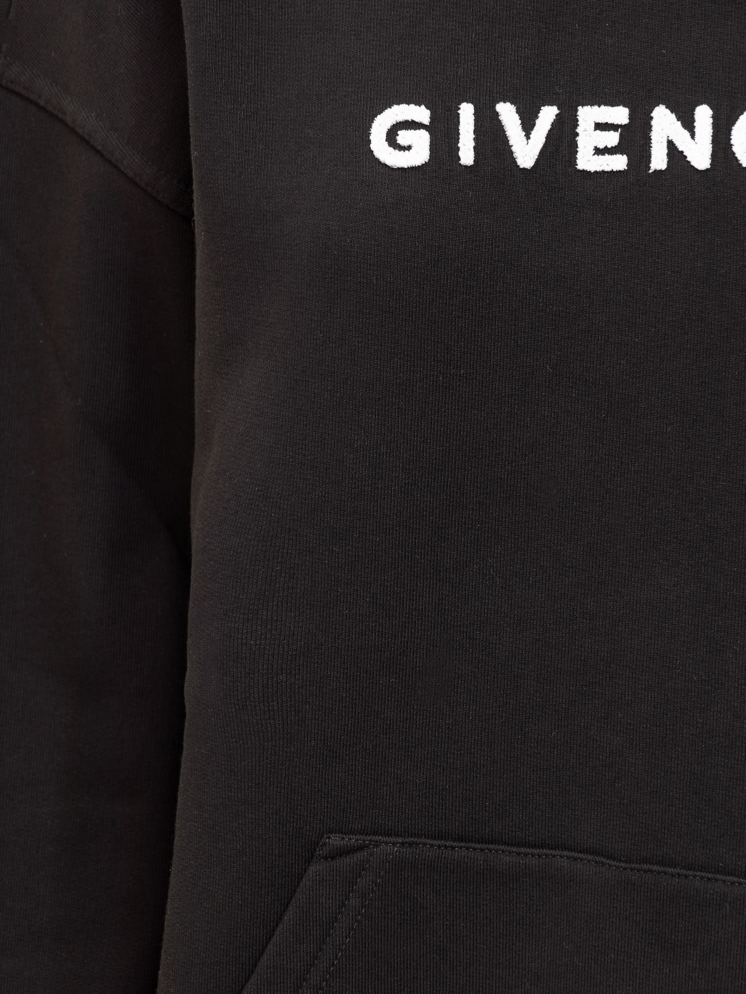 Shop Givenchy Teddy Logo Hoodie In Black