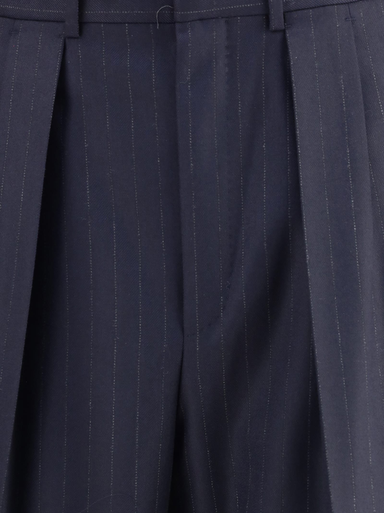 Tom Ford Wool Trousers With Pleated Front And Pinstripe Pattern In Blue