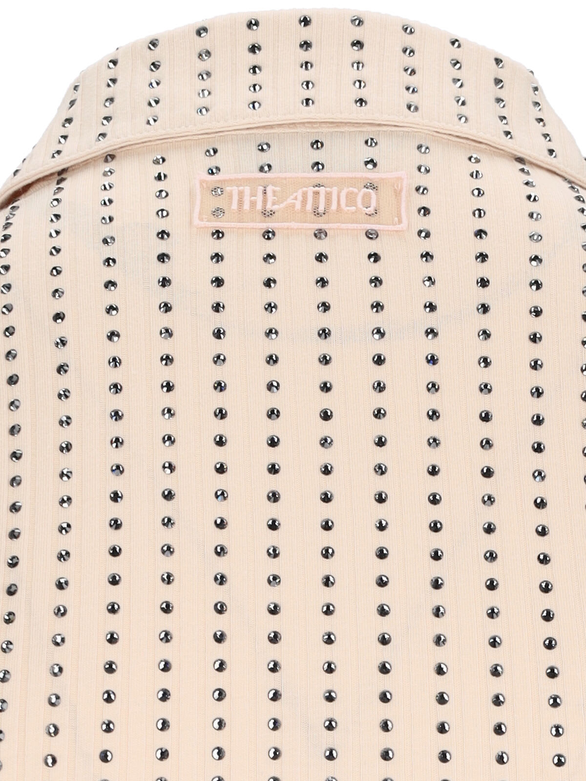 Shop Attico Crystal Polo Shirt In Cream