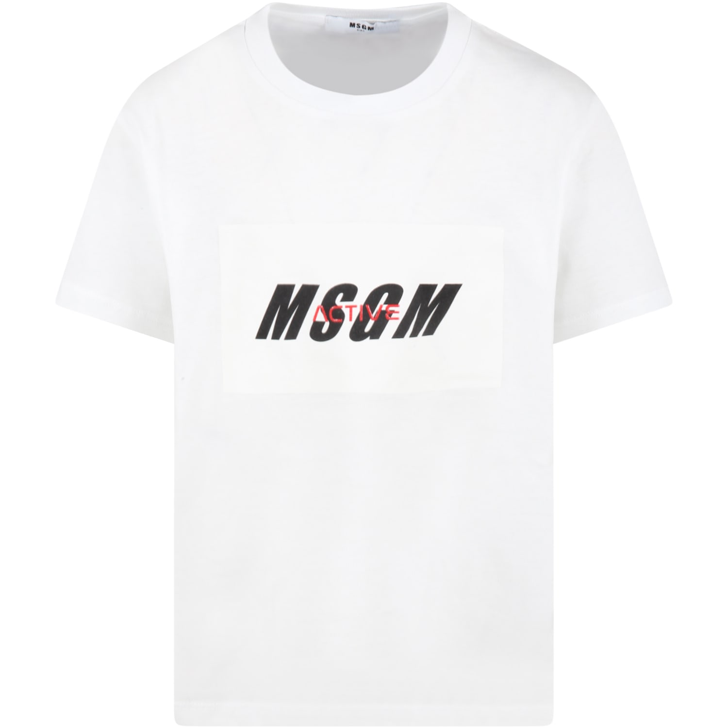 MSGM White T-shirt For Boy With Black Logo