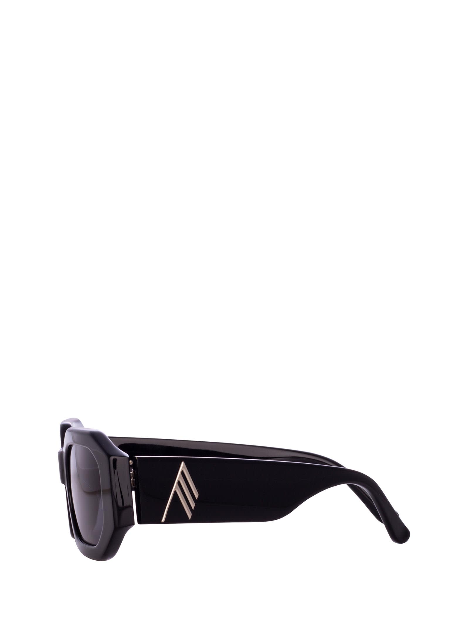 Shop Linda Farrow Attico45 Black / Silver Sunglasses