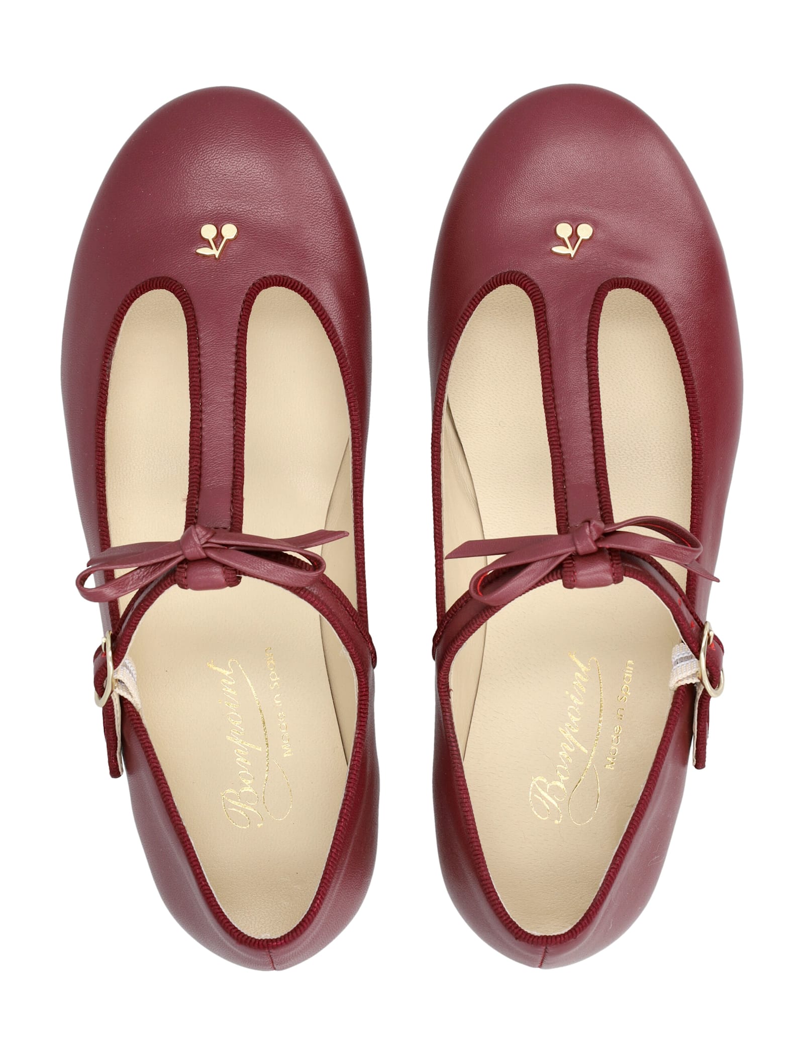 Bonpoint Joyce Leather Salomés For Girl In Burgundy