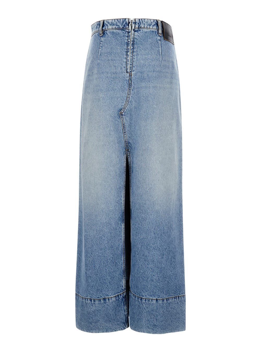 Shop Sportmax Maxi Light Blue Skirt With Reversed Front And Rear In Denim Woman