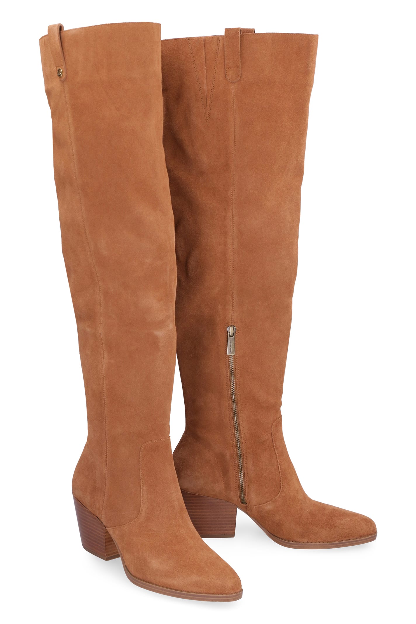 Shop Michael Michael Kors Harlow Suede Knee High Boots In Brown