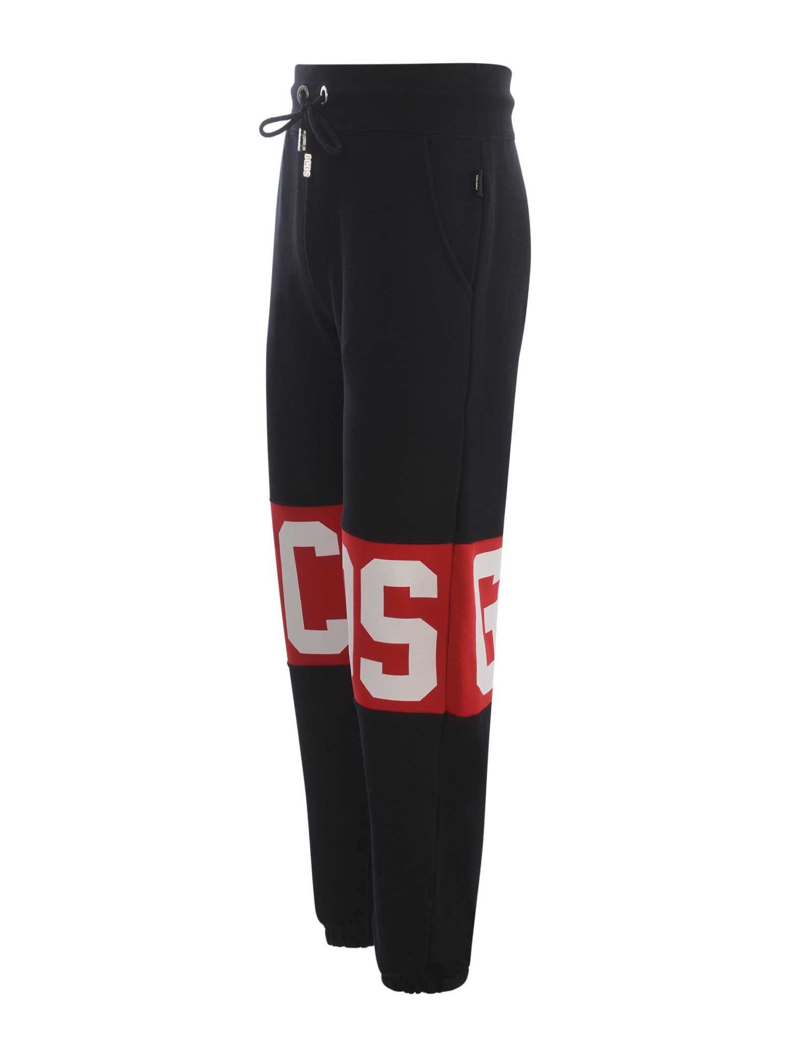 Shop Gcds Trousers  Bande Logo In Cotton In Black