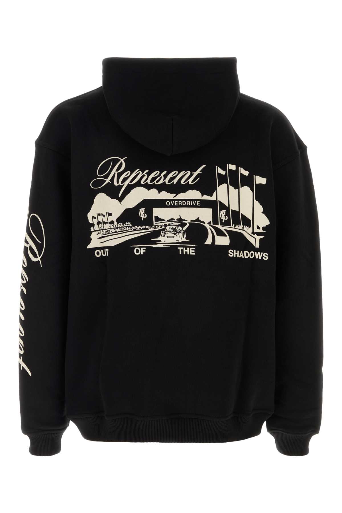 Represent Raceway Cotton Hoodie In Jet Black