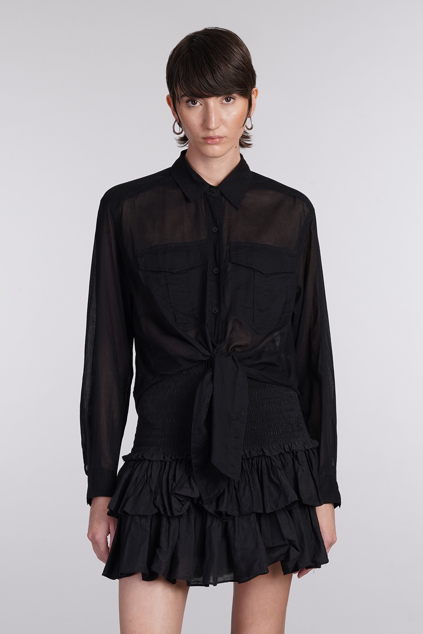 MARANT ETOILE NATH SHIRT IN BLACK COTTON 