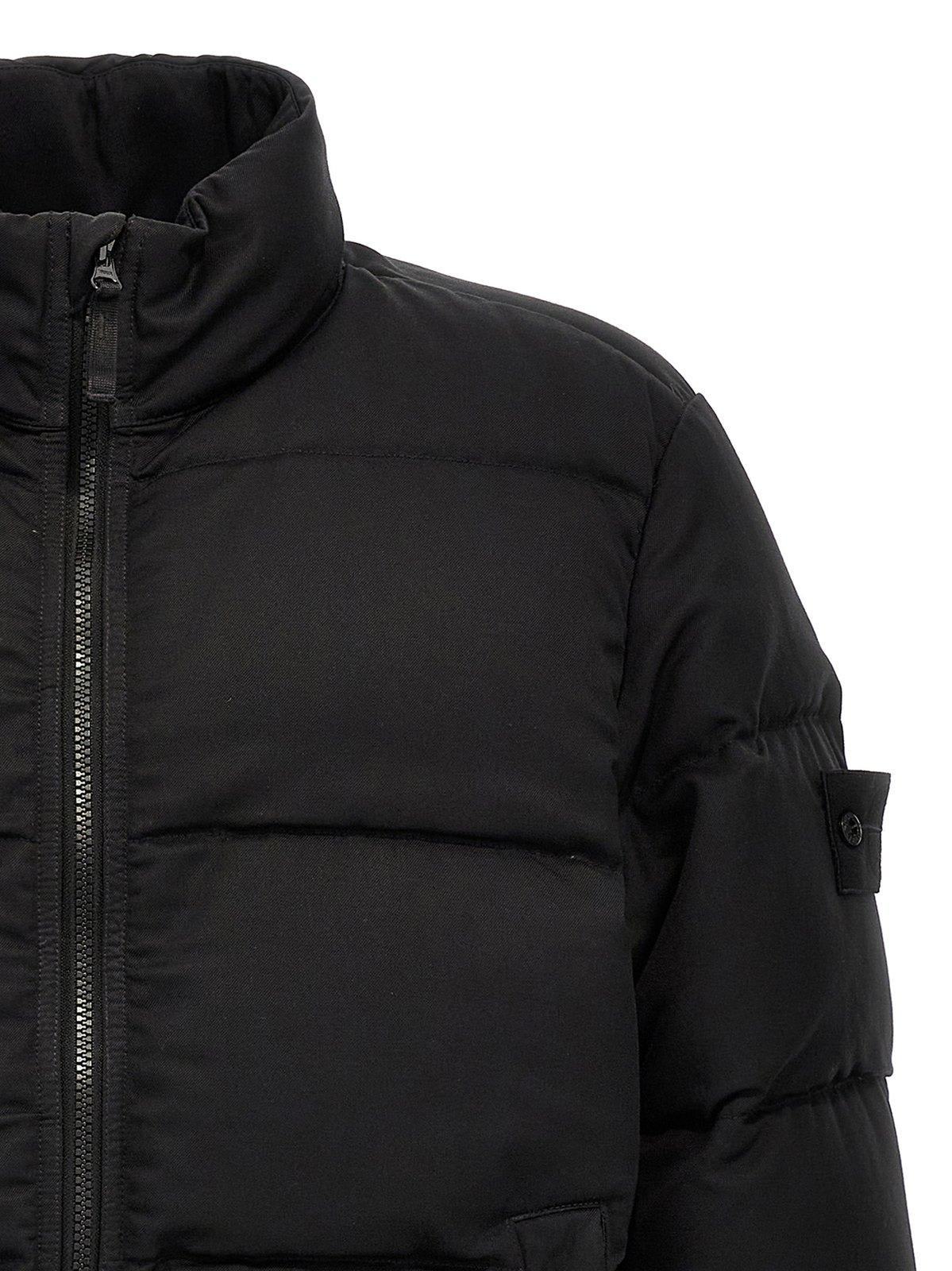 Shop Stone Island Logo Patch Zipped Padded Jacket In Nero