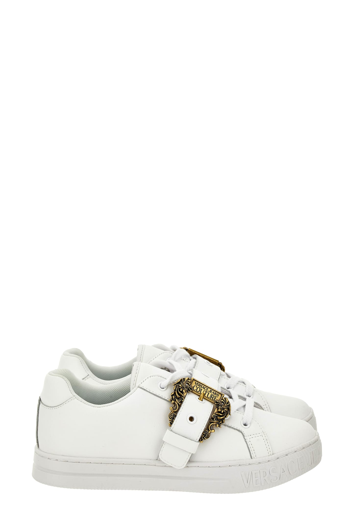 Versace Jeans Couture Buckle-detail Sneakers In White