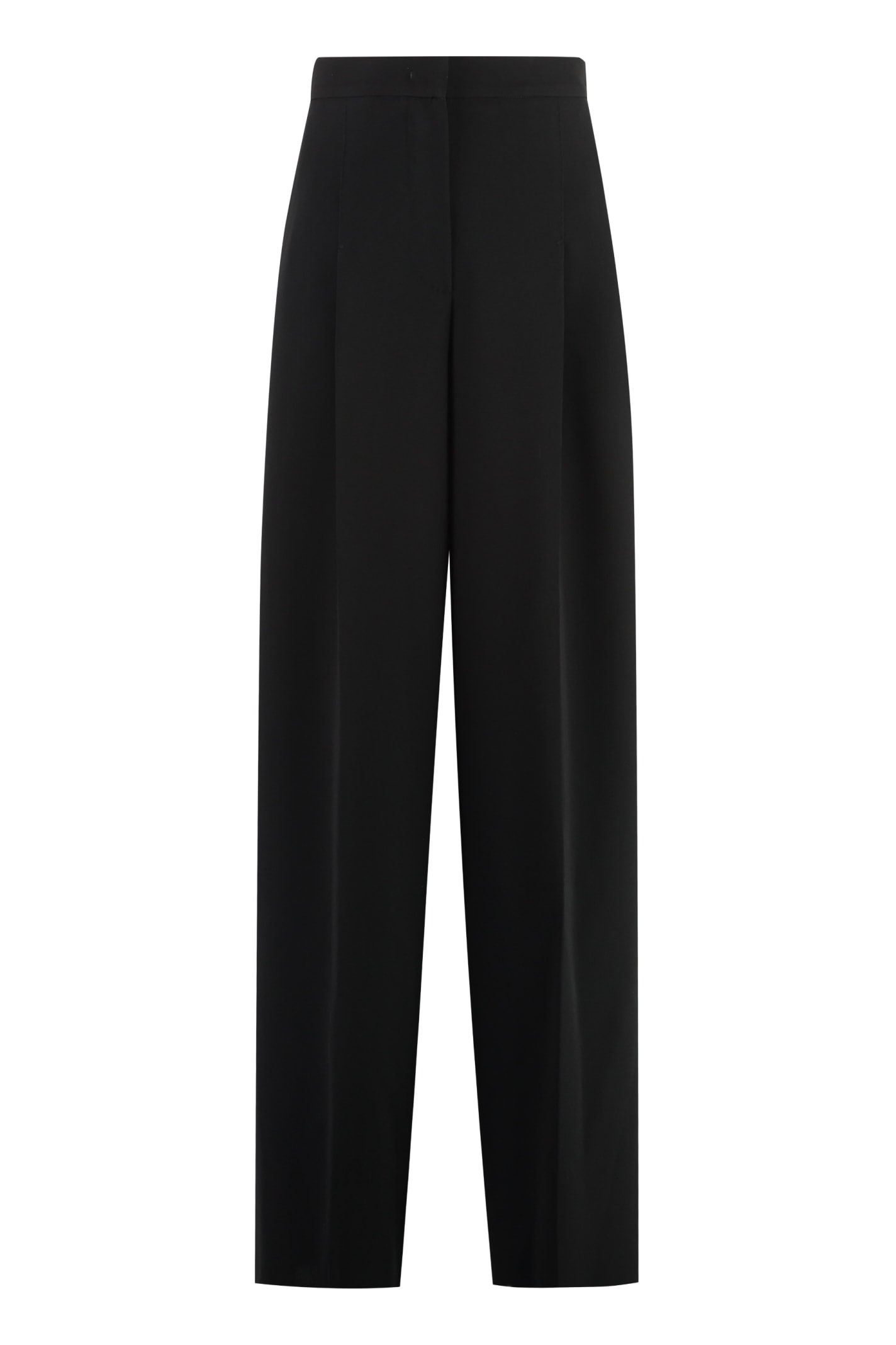 Shop Max Mara Lino Crêpe Trousers In Black