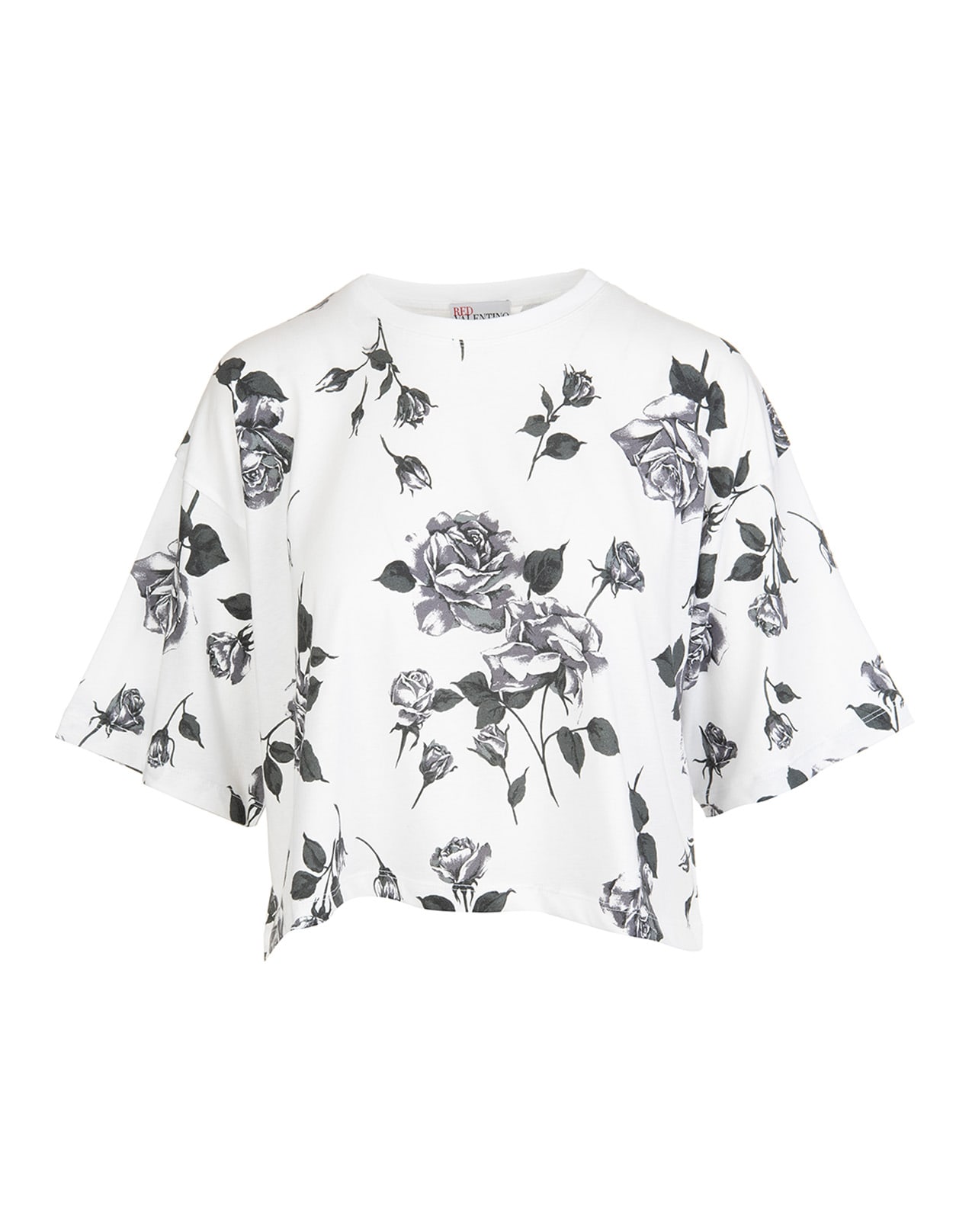 RED Valentino Woman White Boxy T-shirt With Roses Print