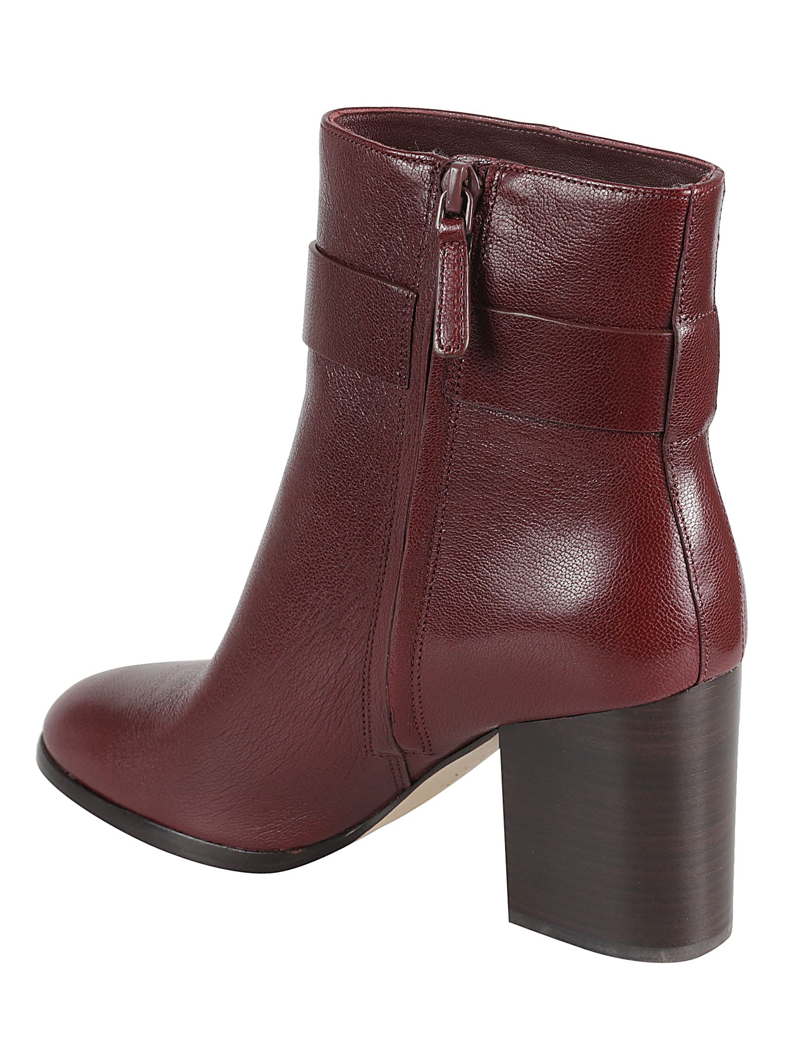 Shop Tory Burch T-lock Heeled Ankle Boots In Dark Carmine