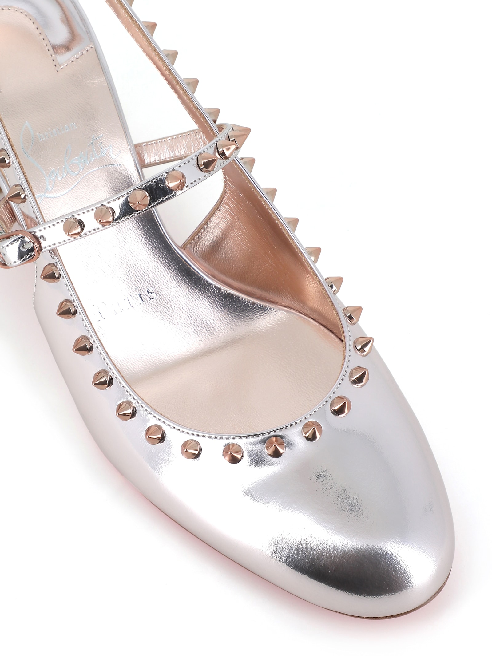 Christian Louboutin Janispikes 55 Sandals In Rose-pink Leather In Oro Rosa