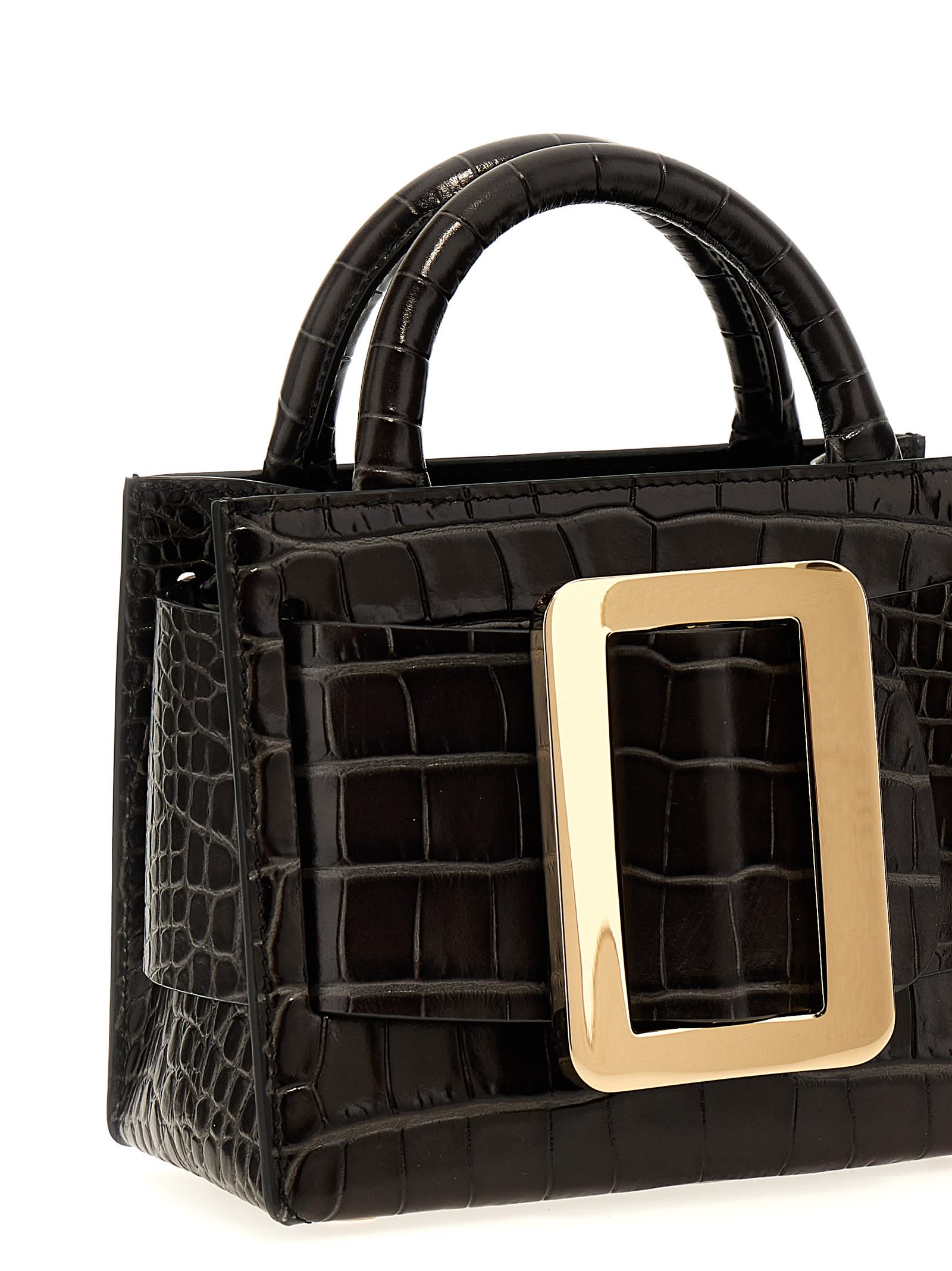 Shop Boyy Bobby 18 Croc-embossed Handbag In Black