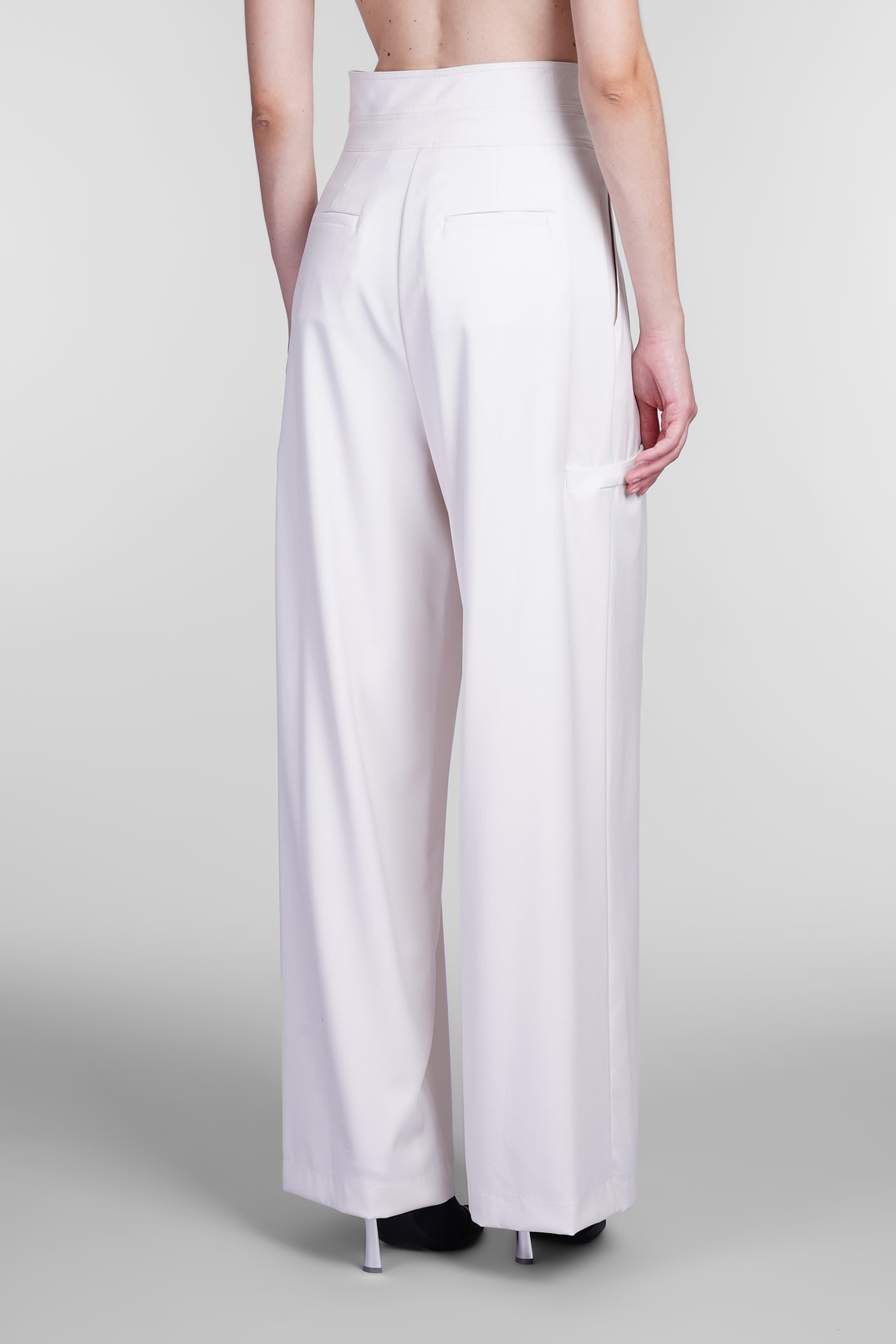 Shop Andreädamo Pants In White Polyester