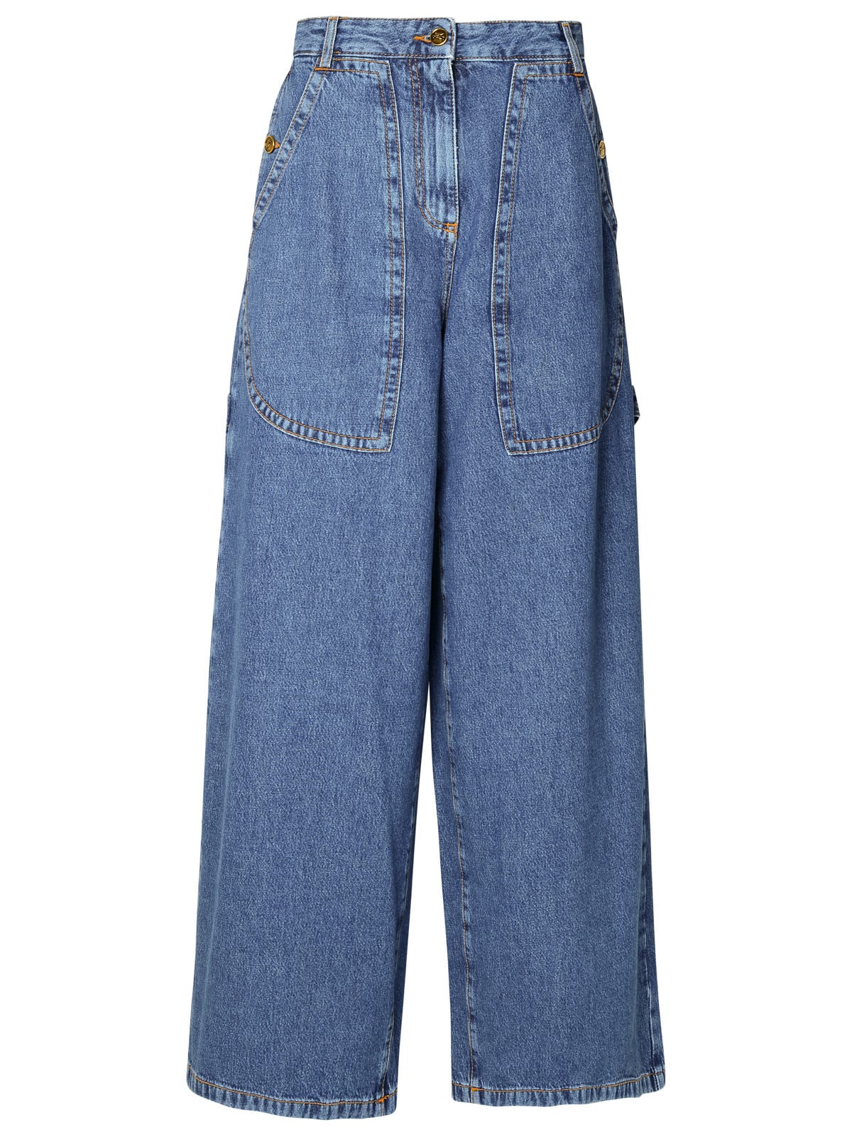 Shop Etro Blue Cotton Cargo Jeans