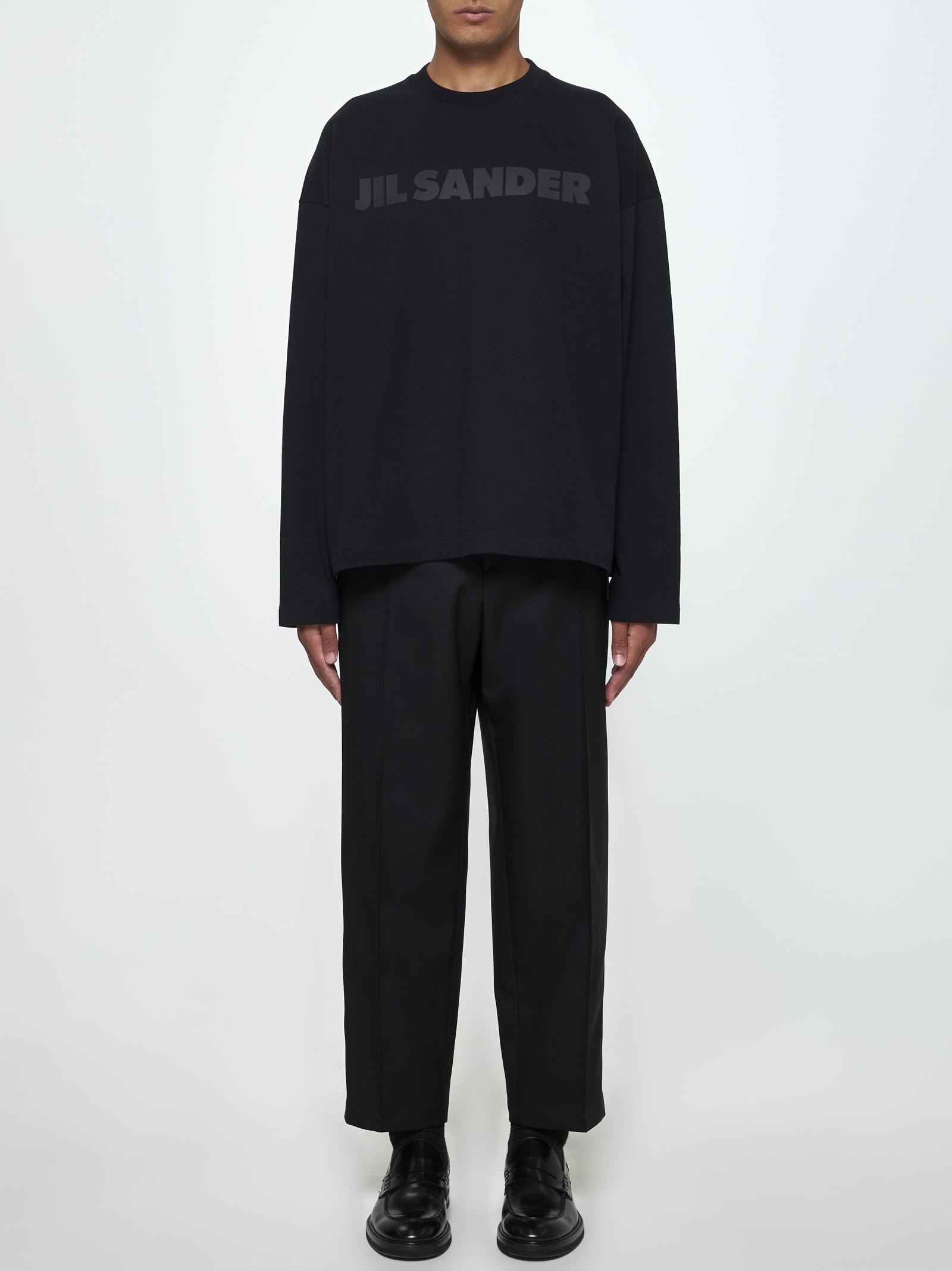 Jil Sander Relaxed-fit Cotton T-shirt With Tonal Logo Print In Black