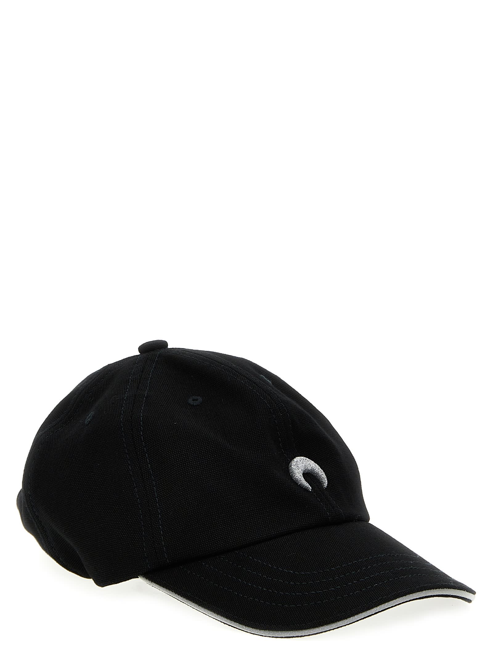 Shop Marine Serre Logo Embroidery Baseball Cap In Black
