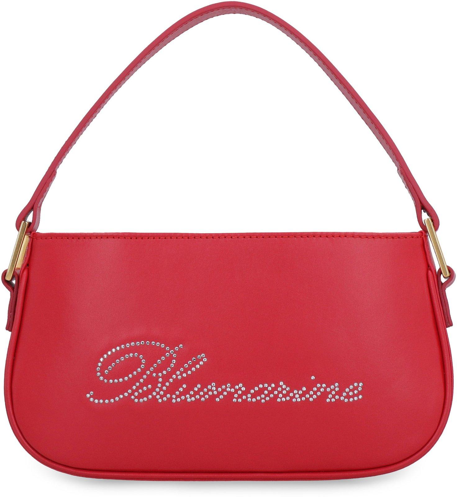 Blumarine Logo Rhinestone Embellished Shoulder Bag In Red