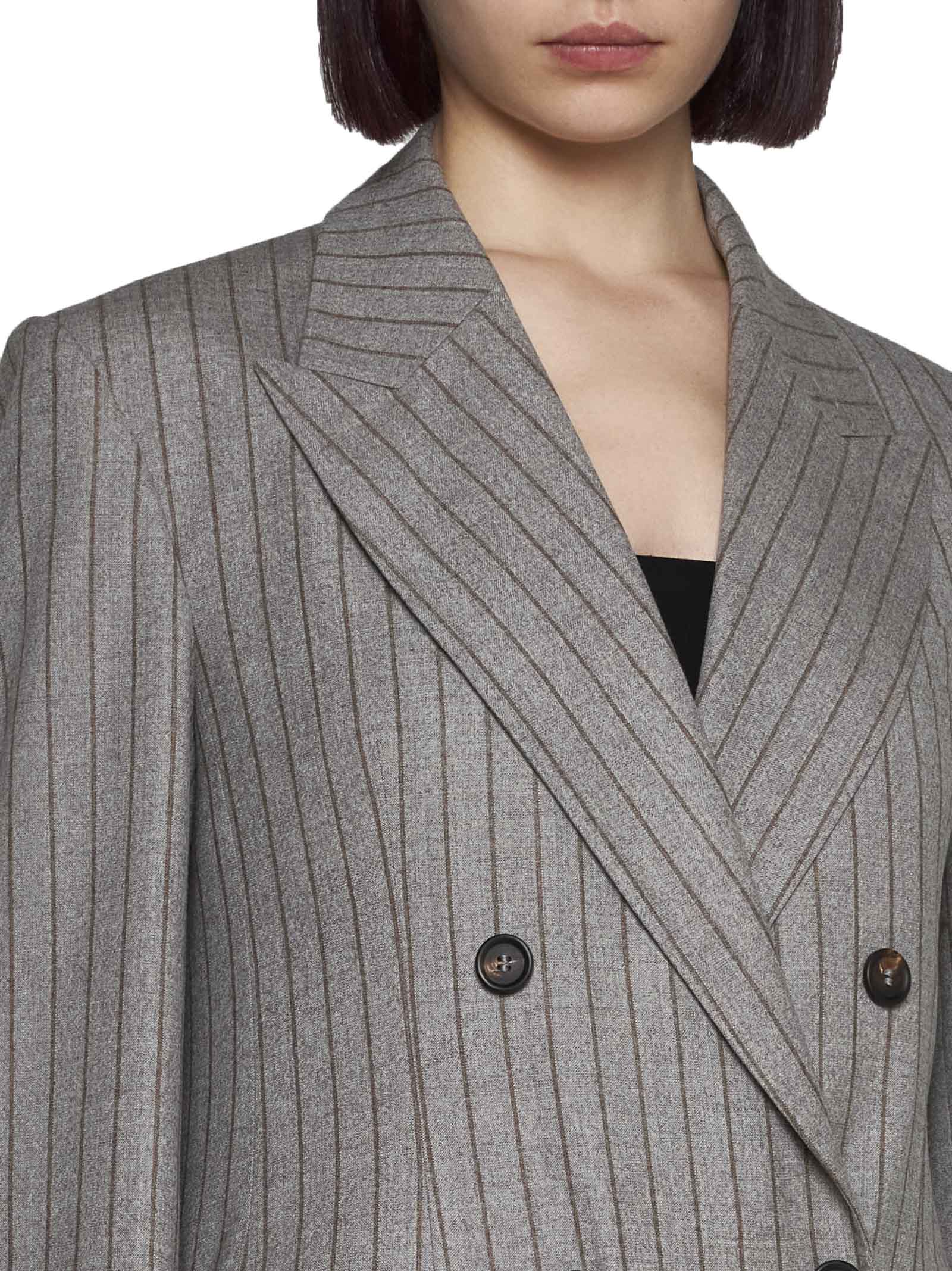 Shop Brunello Cucinelli Blazer In Taupe/tabacco