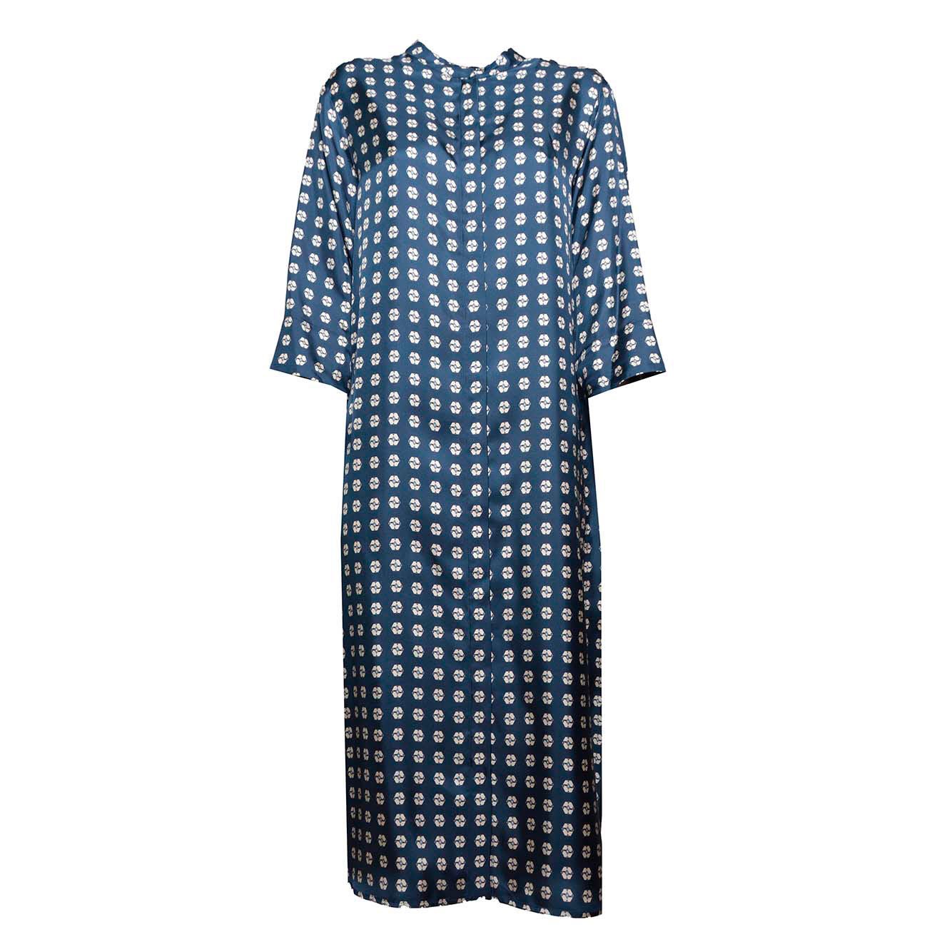 Shop Max Mara All-over Printed Tied Waist Dress In Blu