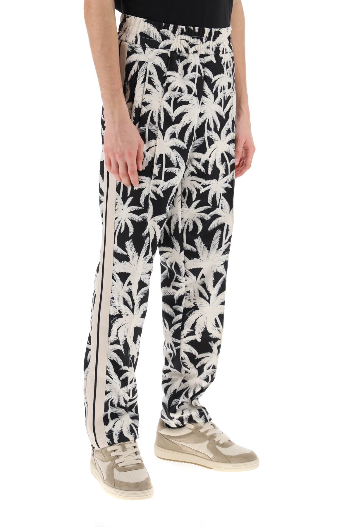 Palm Angels Palm-printed Elasticated Waist Track Pants In Black