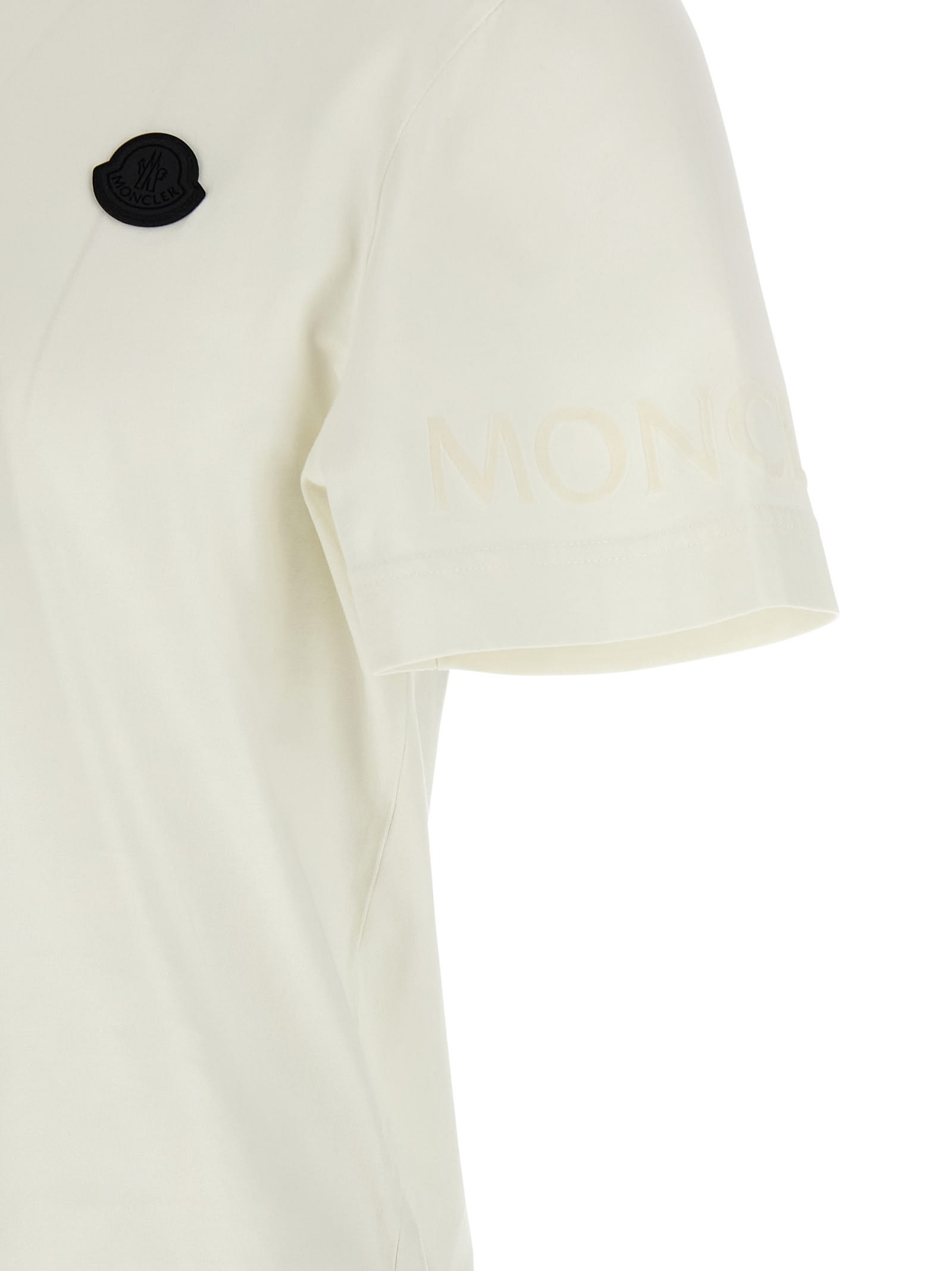 Moncler Cotton Jersey T-shirt With Contrasting Logo Patch In White