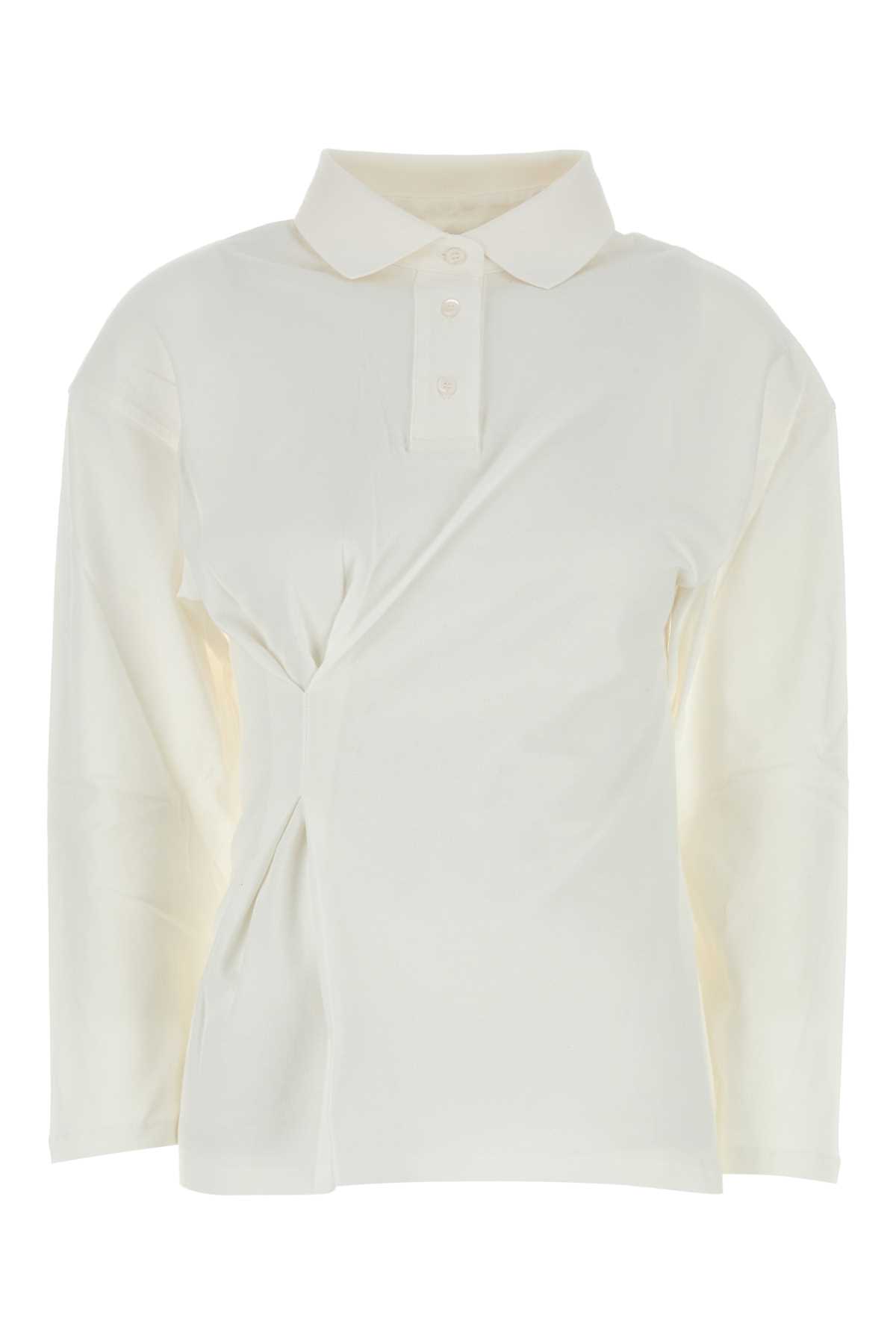 White Stretch Cotton Ladypolo Polo Shirt