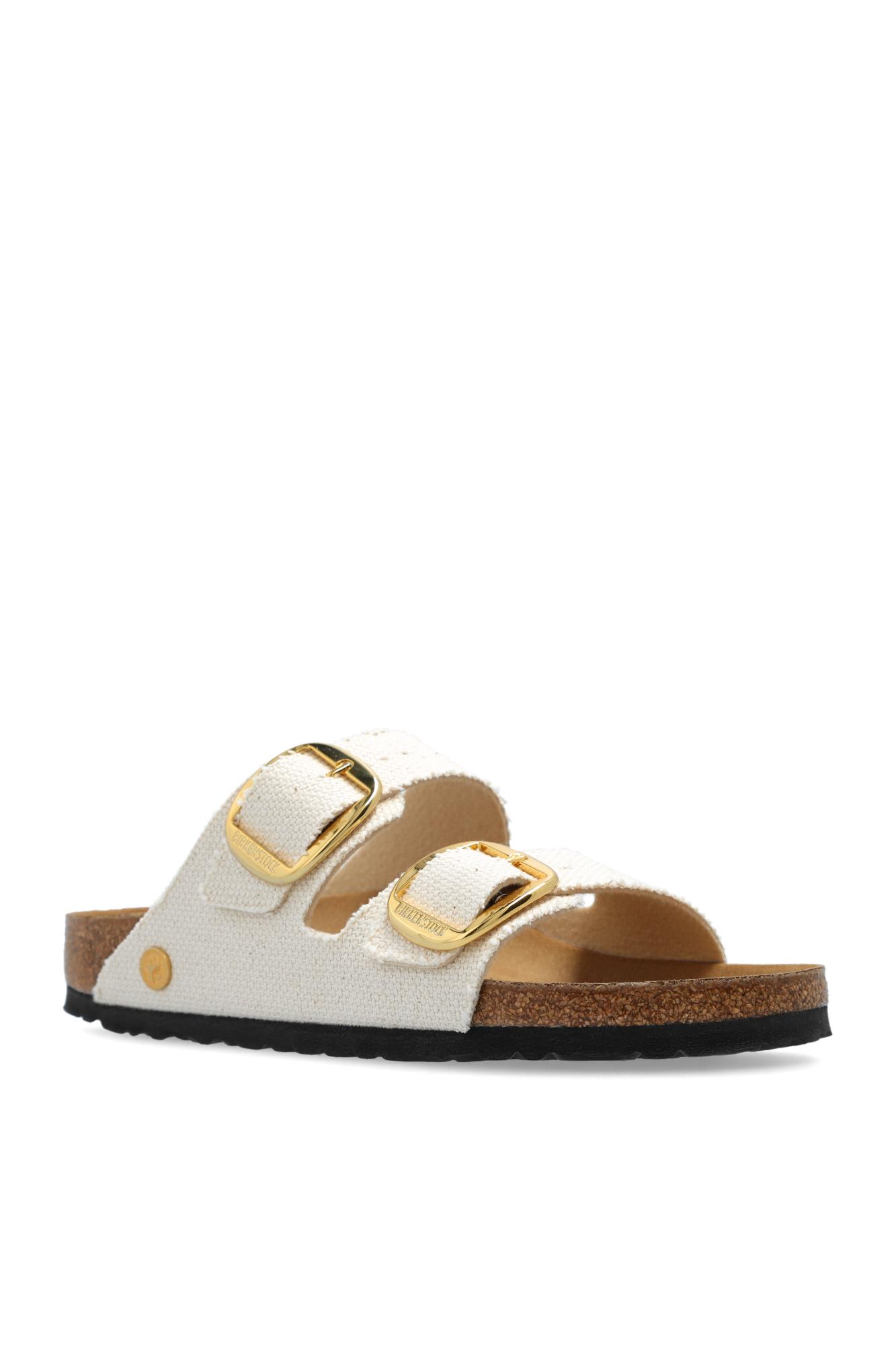 Birkenstock Vegan Arizona Big Buckle Rivet Logo Slides In Grey