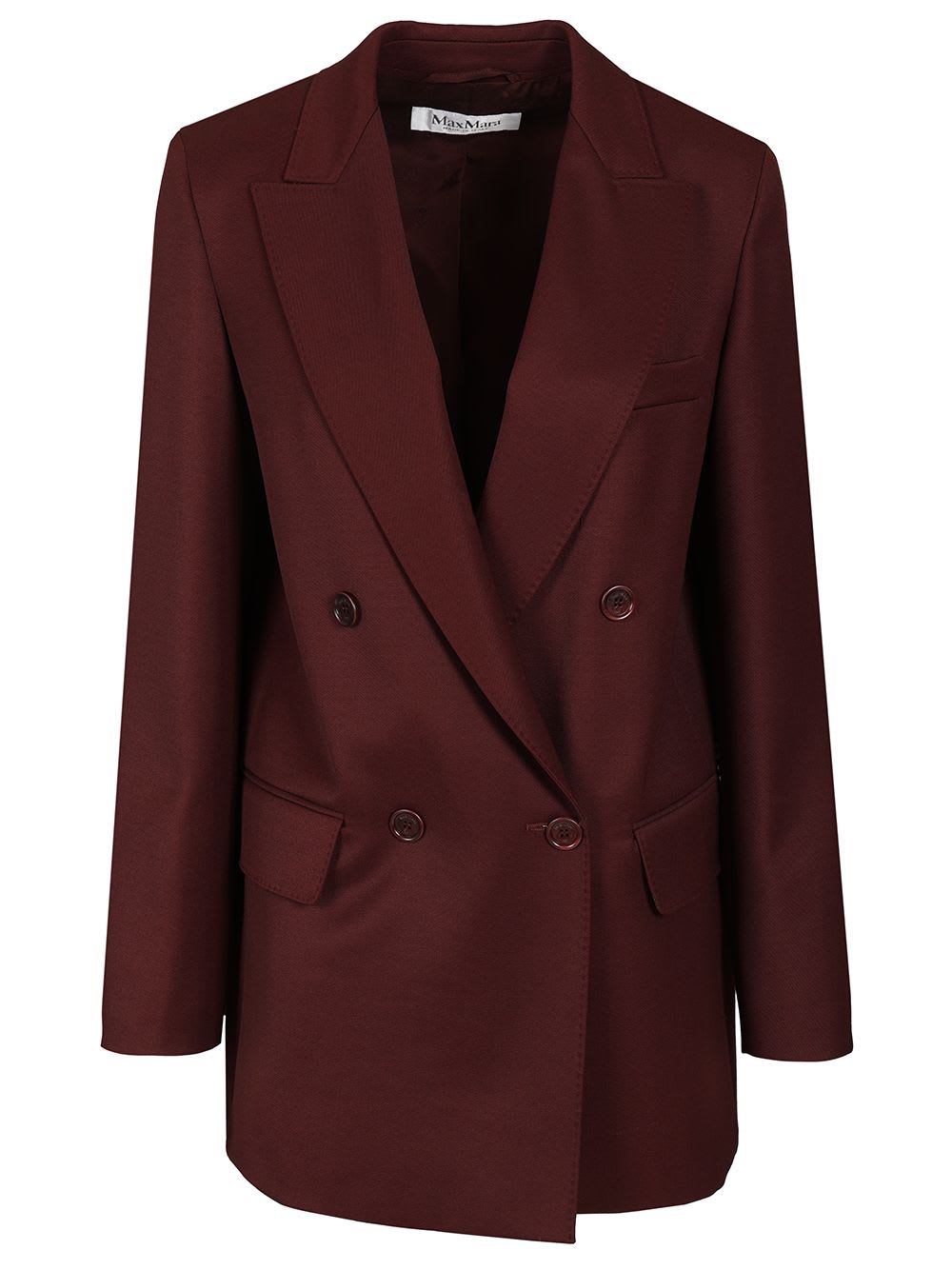 Max Mara Double-breasted Wool Blazer In Red