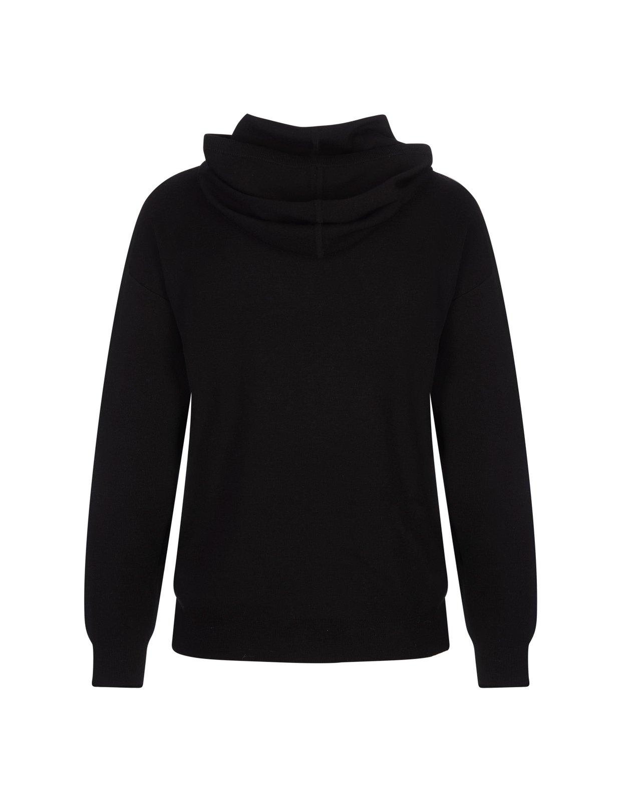 Shop Max Mara Pamir Drawstring Long-sleeved Hoodie In Black