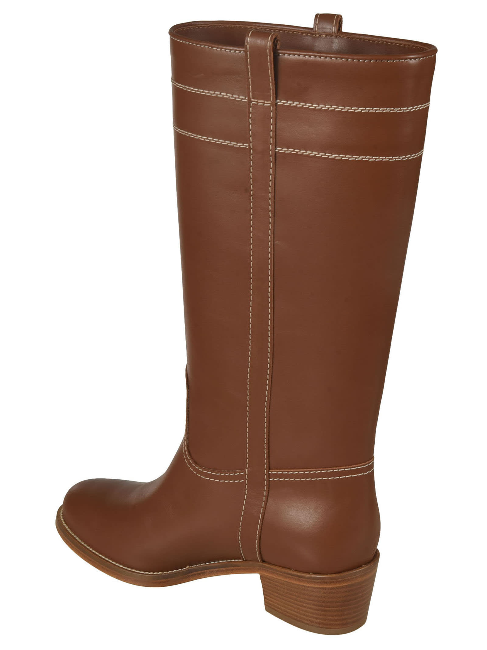 Shop Fay Stitched Fitted Boots In Brown