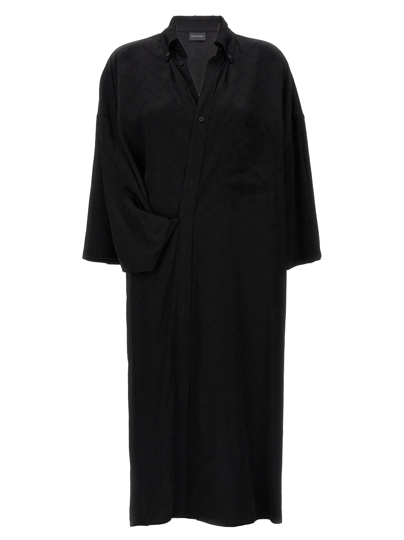 Shop Balenciaga Wrap Blouse Dress In Black
