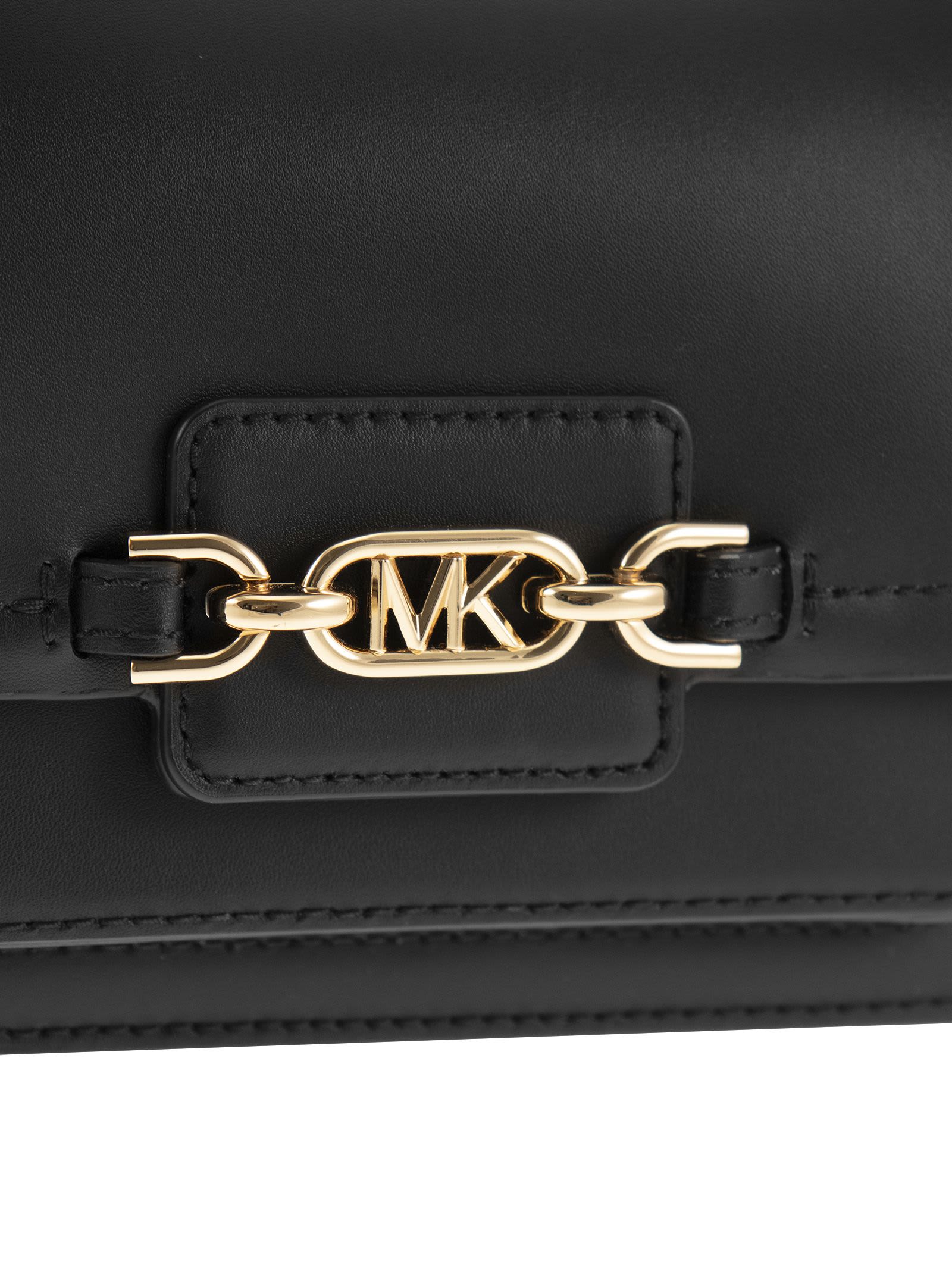 Shop Michael Kors Heather Extra-small Leather Shoulder Bag In Black