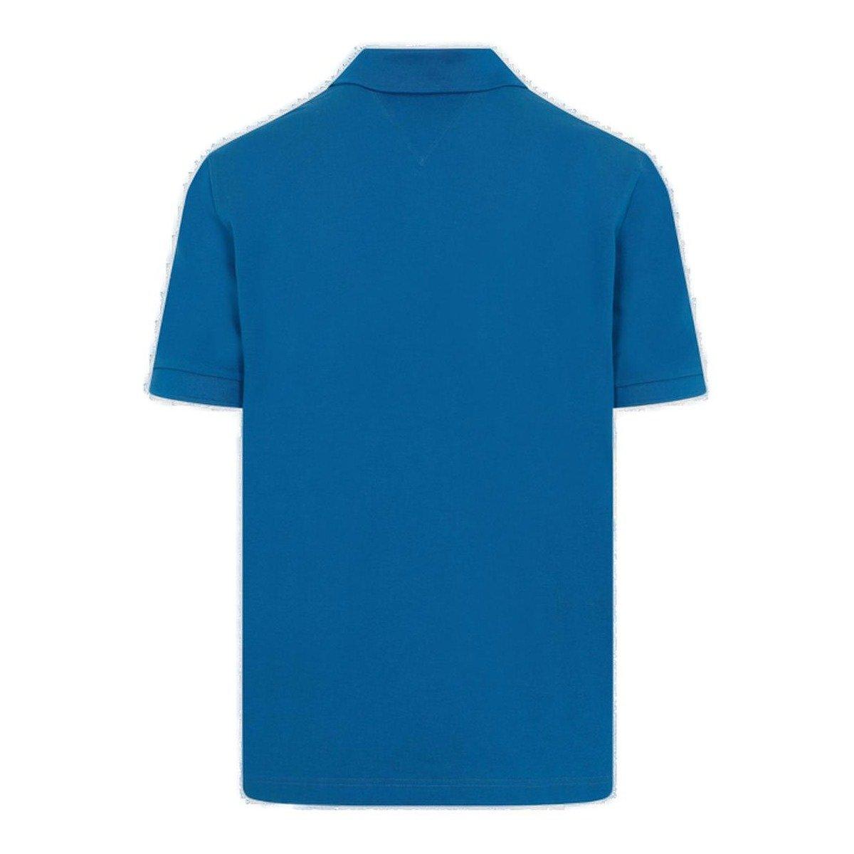Shop Bottega Veneta Short-sleeved Polo Shirt In Pacific