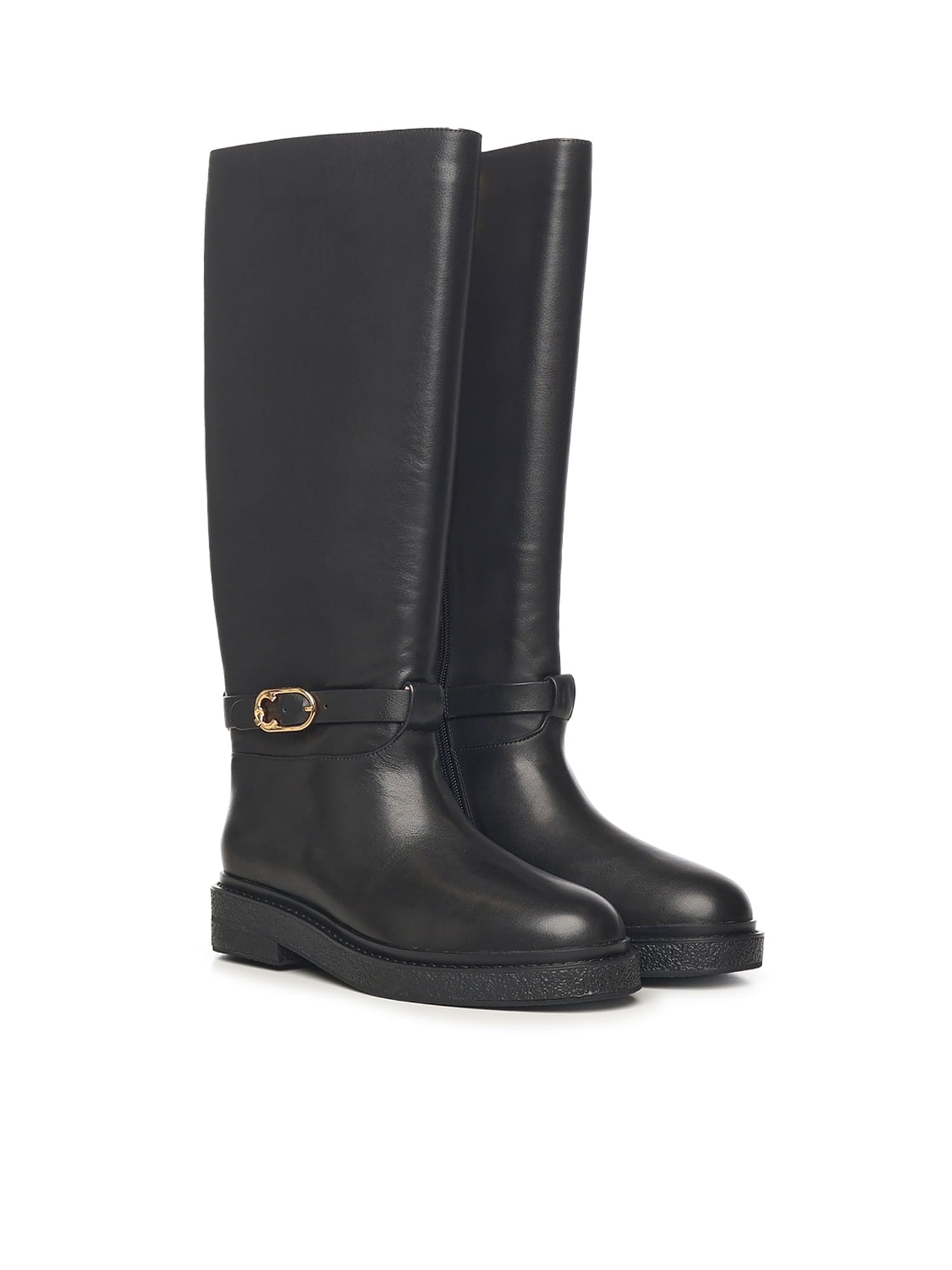 Coccinelle Leather C-saddle Boots In Black