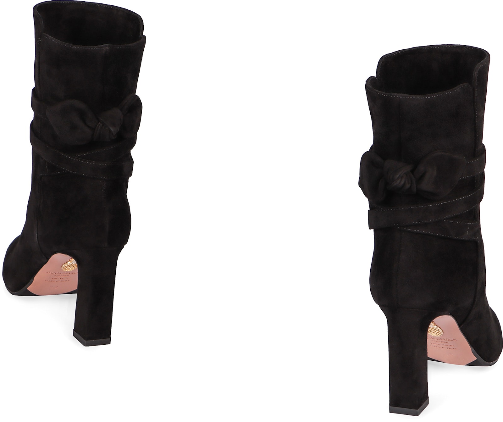 Aquazzura Very Bow Tie 85 Suede Ankle Boots In Black