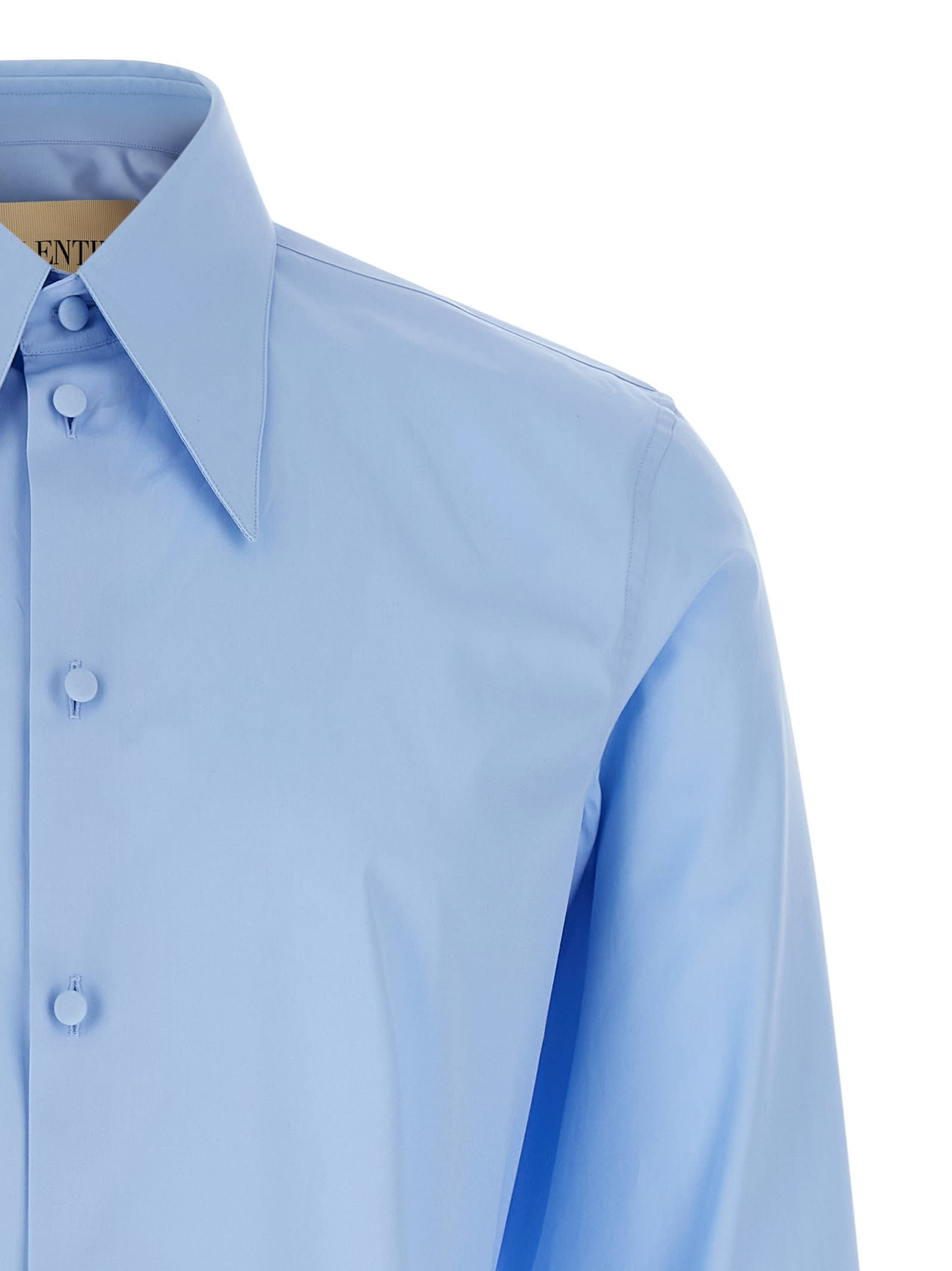 Valentino Garavani Cotton Shirt Shirt And Blouse Light Blue In Blue