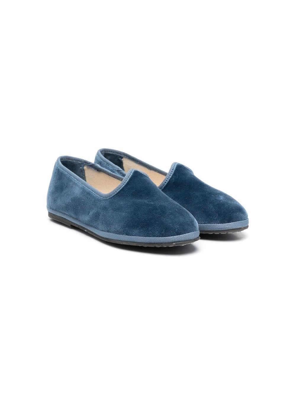 Il Gufo Kids' Velvet Loafers In Light Blue