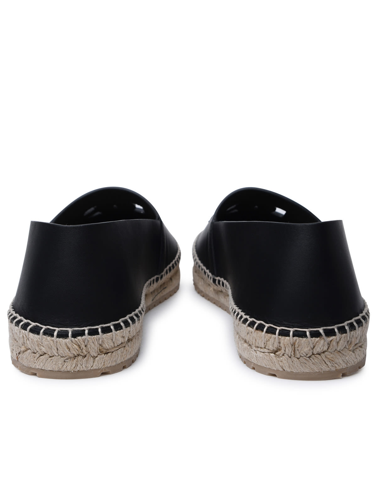 Dolce & Gabbana Logo-embossed Leather Espadrilles In Black