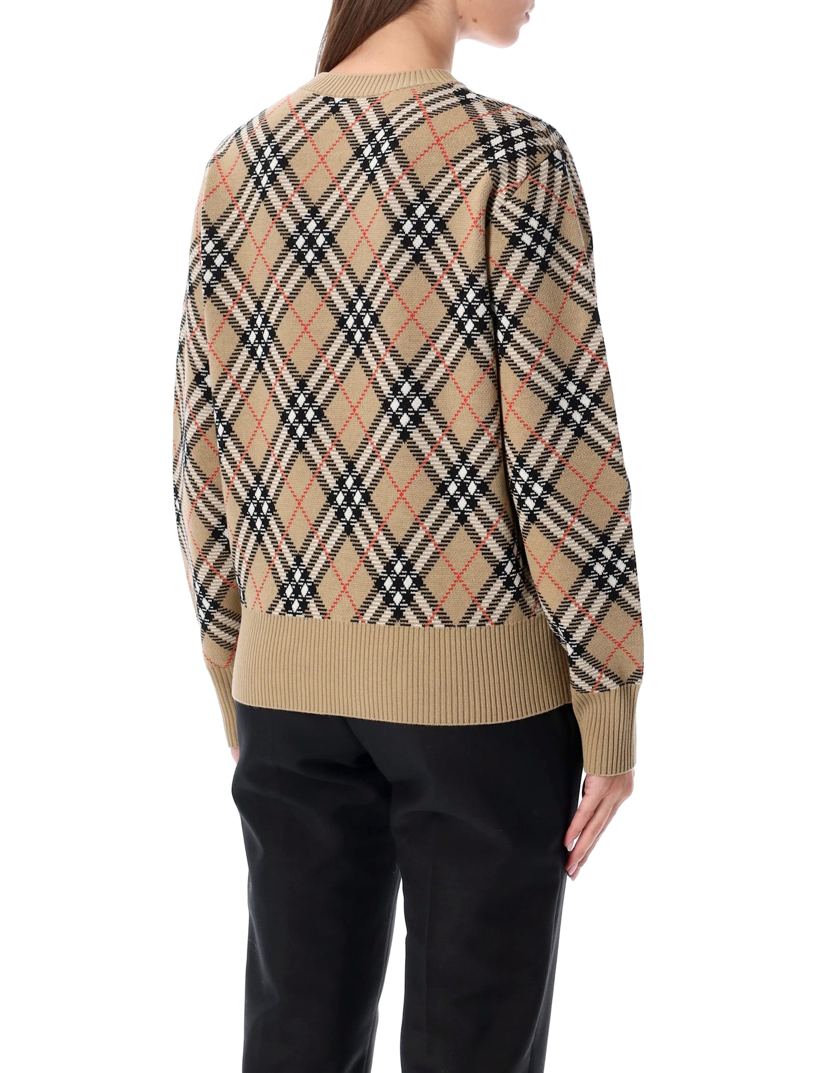 Burberry London Wool Blend Check Sweater In Neutral