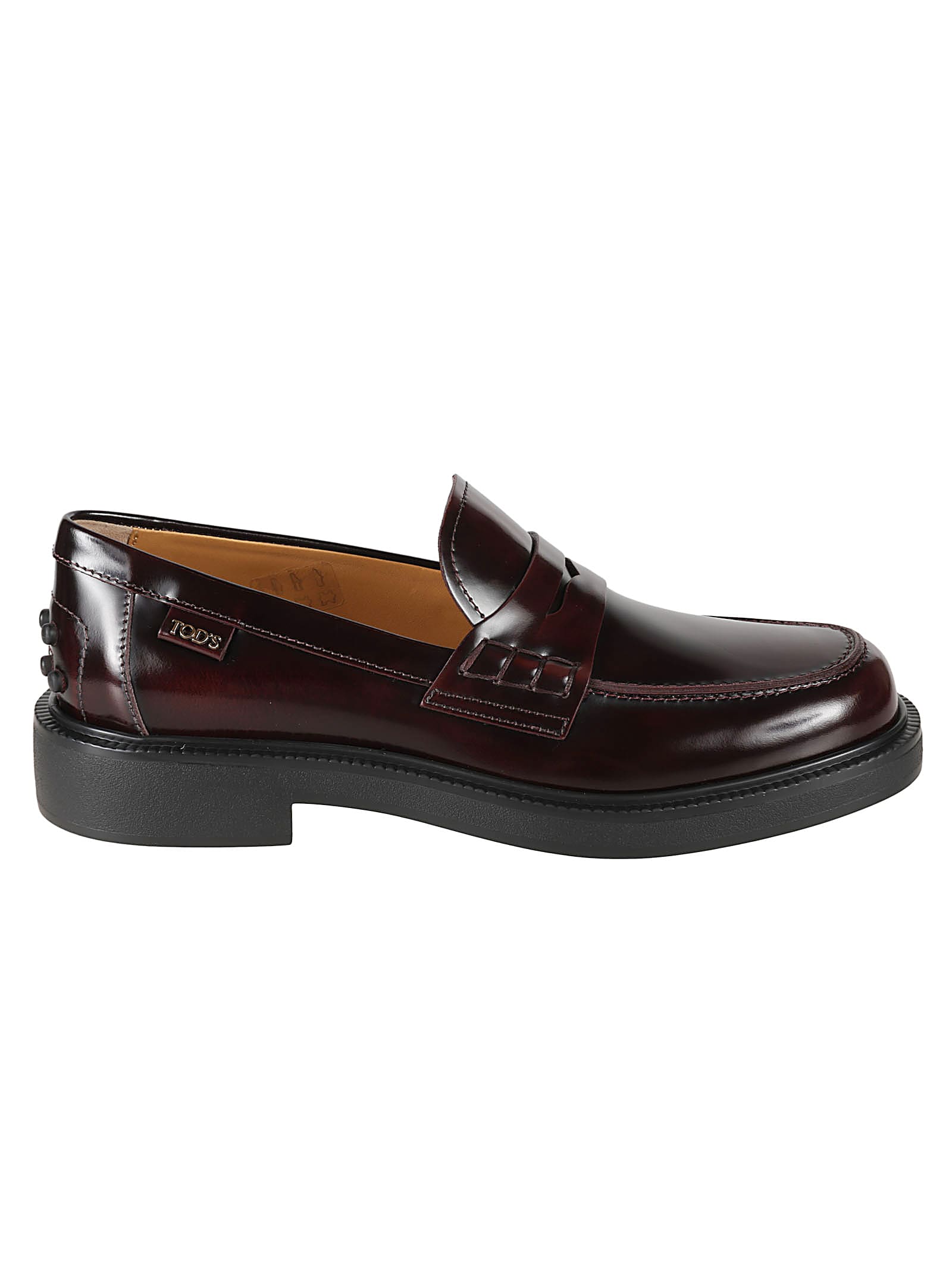 Tod's Side Logo Loafers In Wine Red