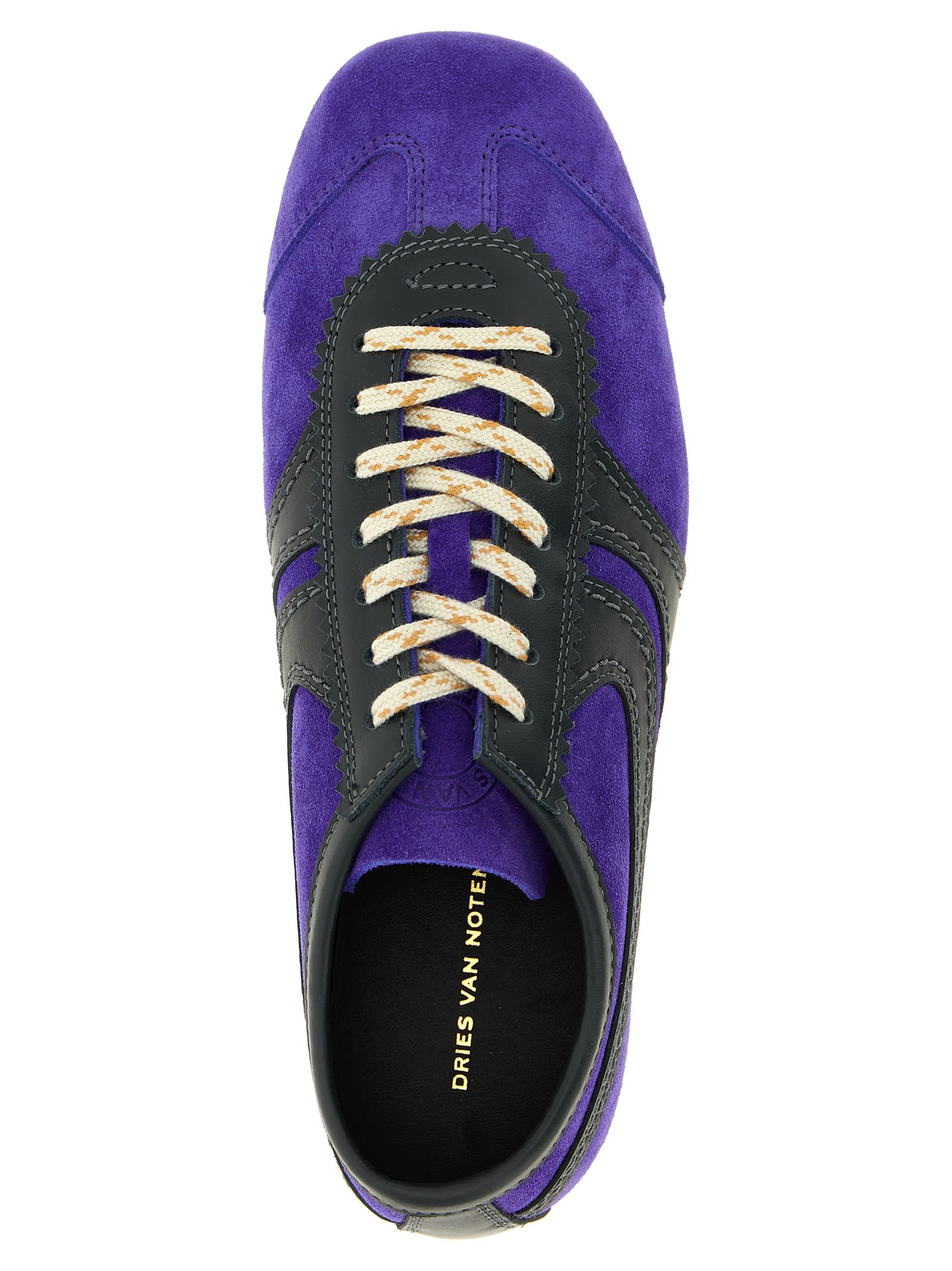 Dries Van Noten Suede Panel Sneakers Rubber Sole In Purple