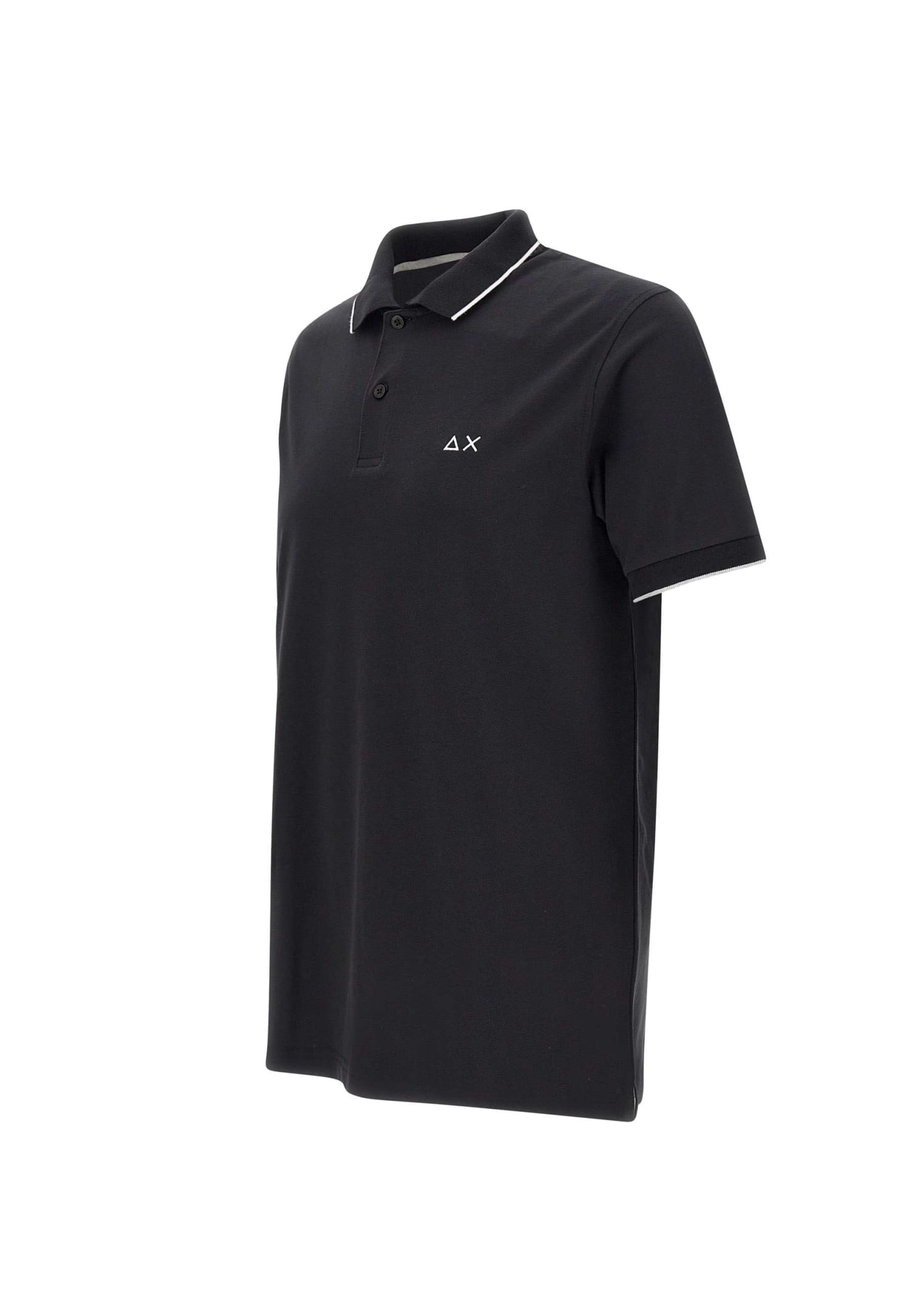 Shop Sun 68 Small Stripe Polo Shirt Cotton In Black